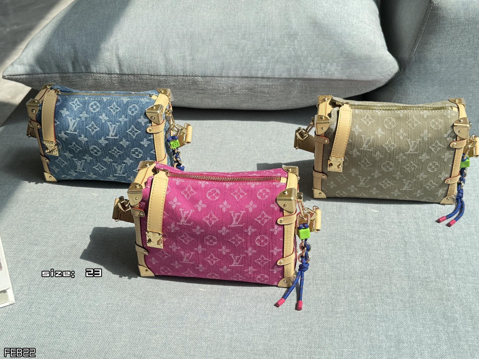 Louis Vuitton LV Side Trunk MM Monogram Jacquard Denim S-Lock Soft Shoulder Bag - KAIROO