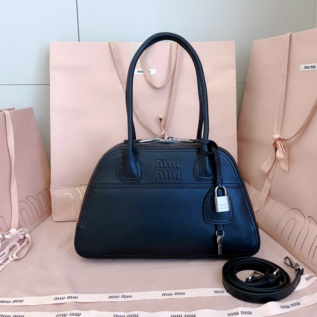 Miu Miu Black Vivant Leather bag 32cm 5BB199
