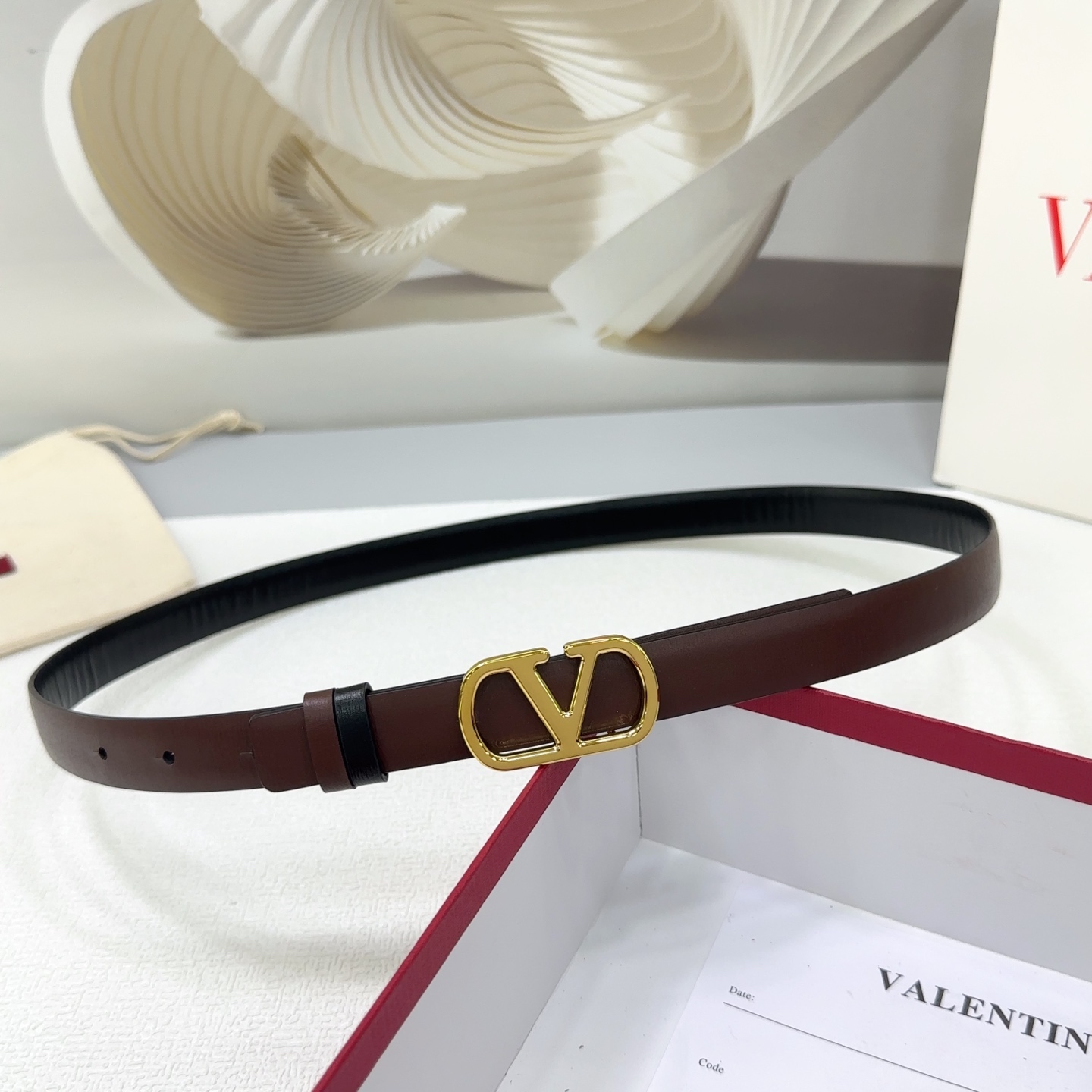 Valentino Reversible Leather Belt 2cm