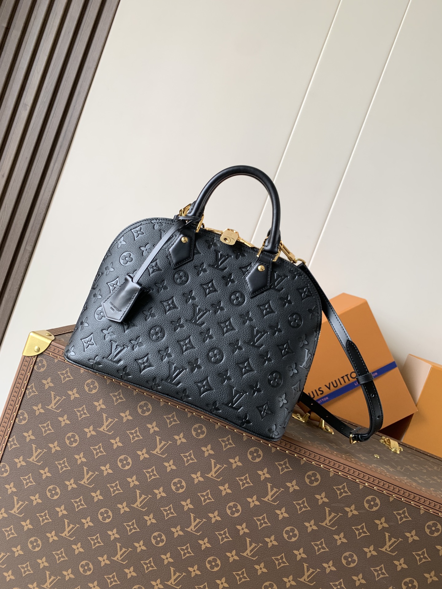 M26489 LV Alma PM in Black Monogram Empreinte leather