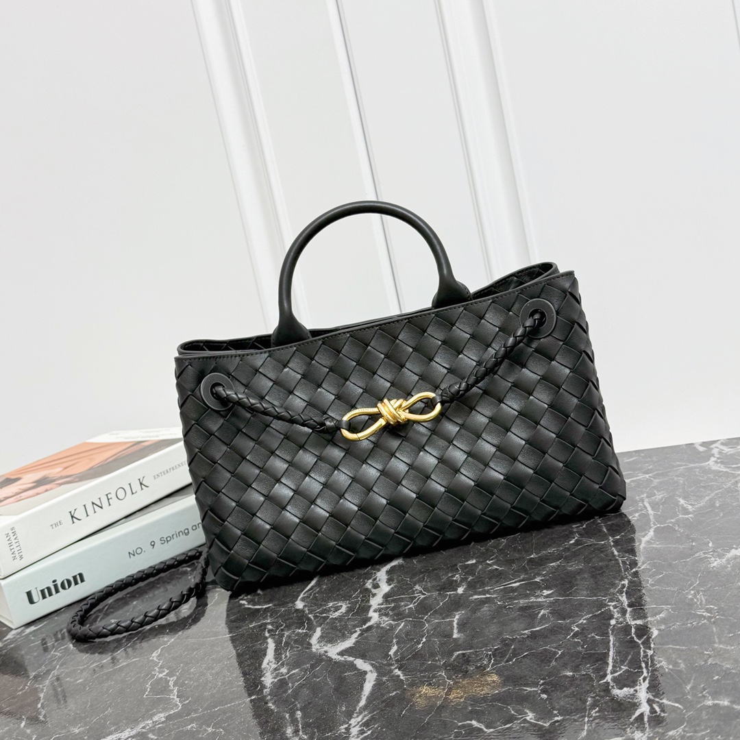 Bottega Black East-West AndiamoTop handle bag