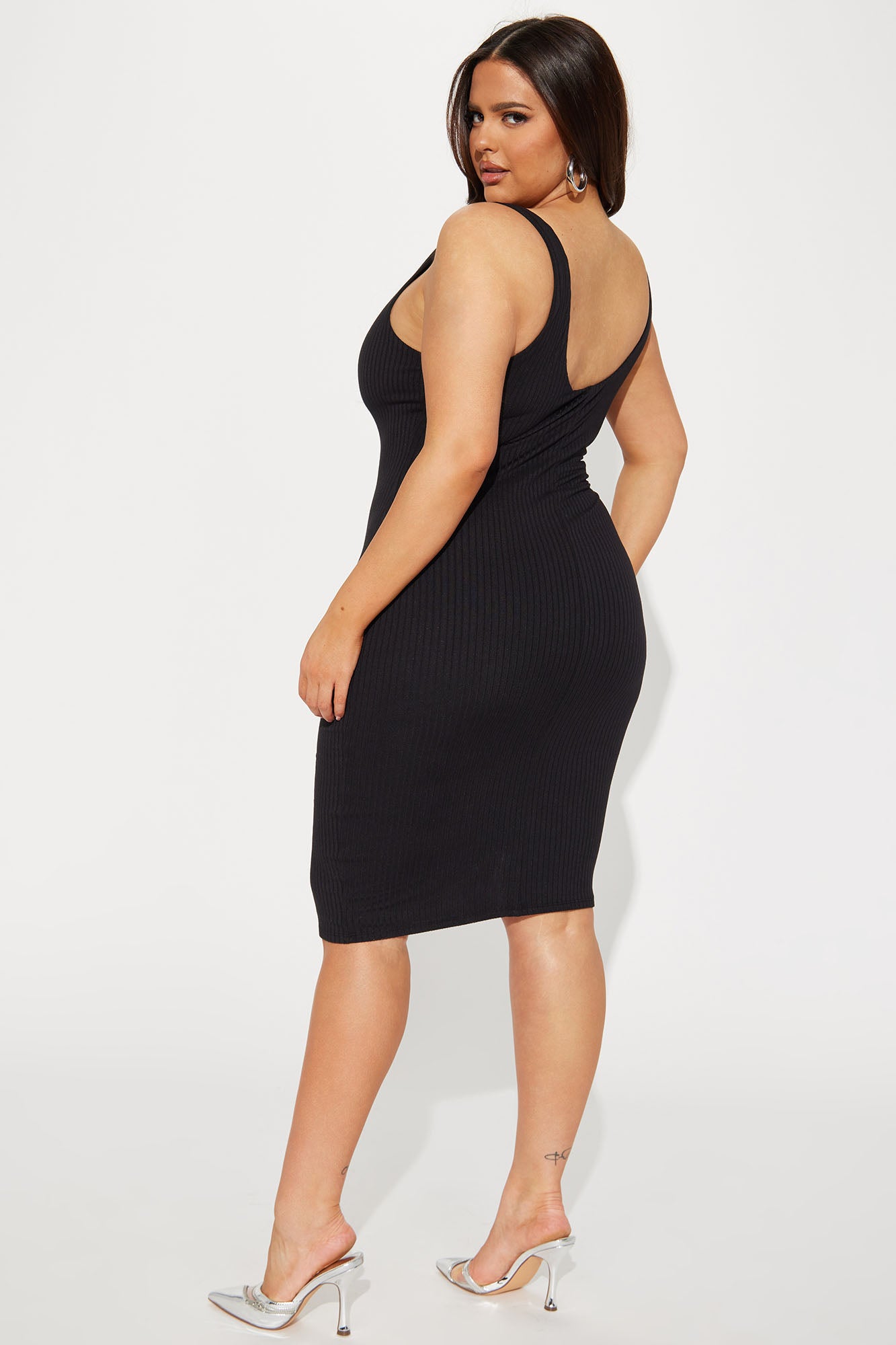 Marissa Double Lined Midi Dress - Black