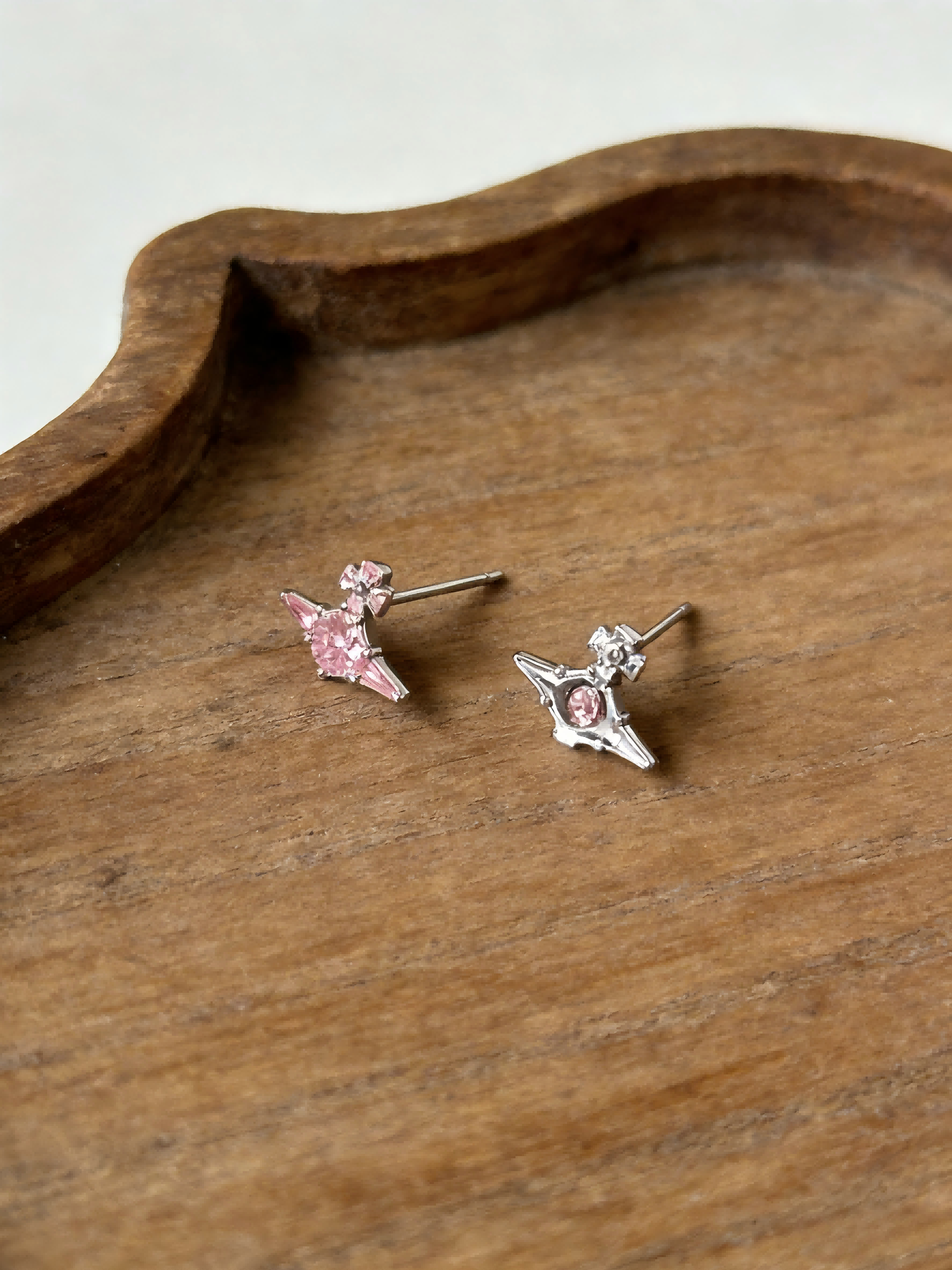 Elegant Pink Crystal Saturn Earrings – Hypoallergenic Silver Plated Jewelry for Trendsetters