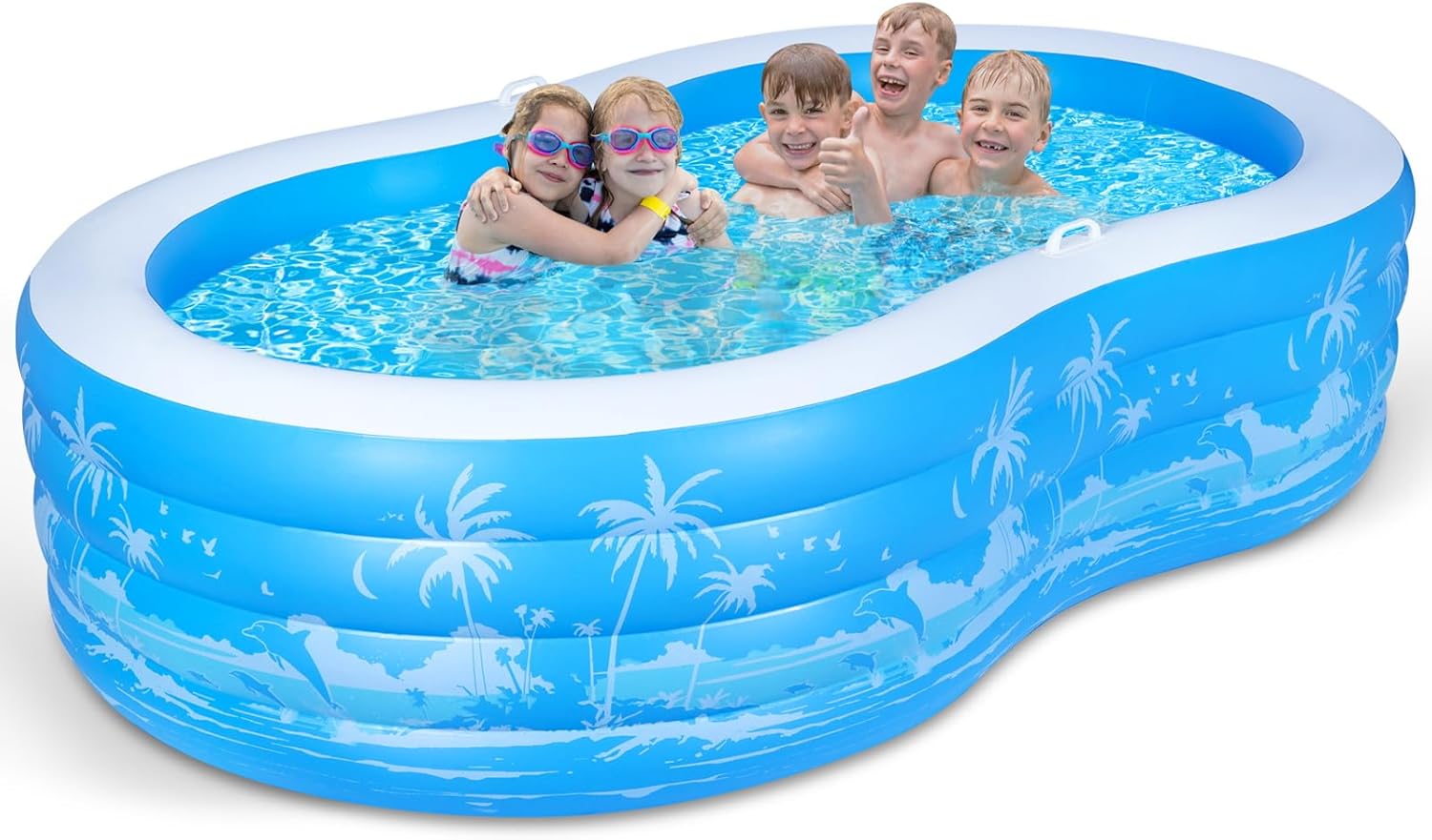Inflatable Swimming Pool, 102” x 63” x27” Full-Sized Large Inflatable Pool with Seats Handles, Extra Large Blow Up Durable Thickened Pools for Outdoor, Garden, Backyard.