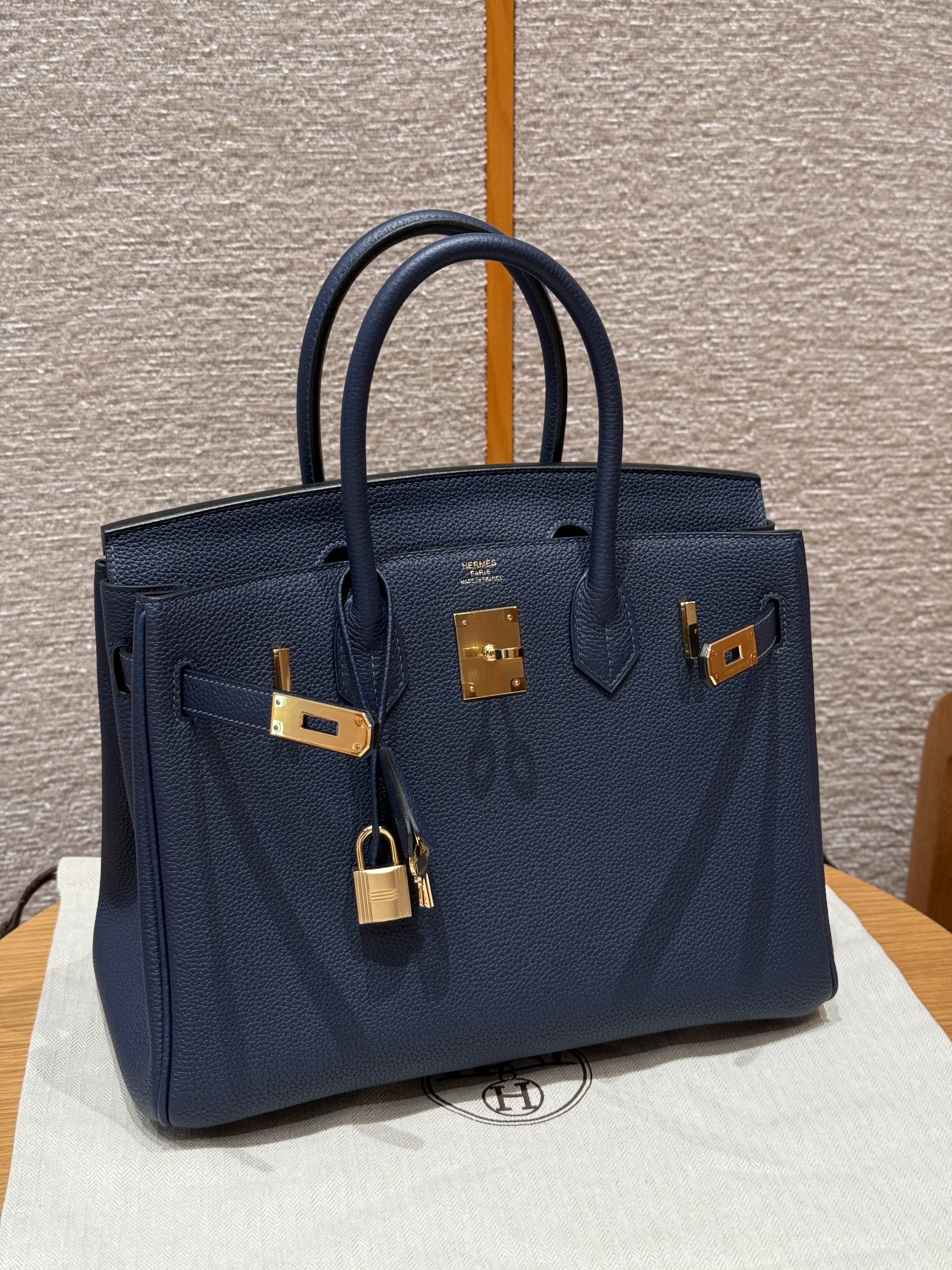Hermes Blue Saphir Togo Birkin 30 Bag