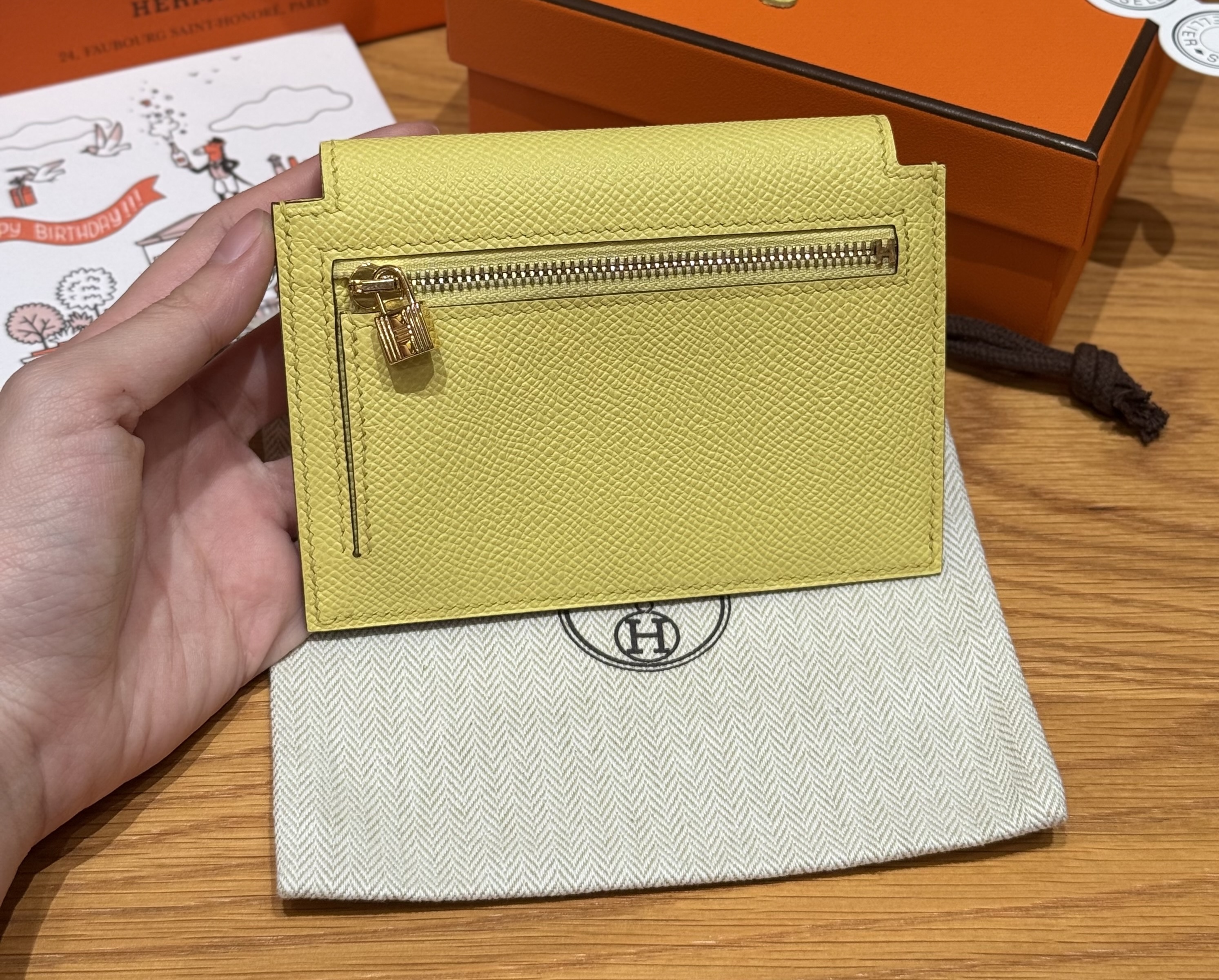 Hermes Lime Epsom Kelly Pocket Compact Wallet