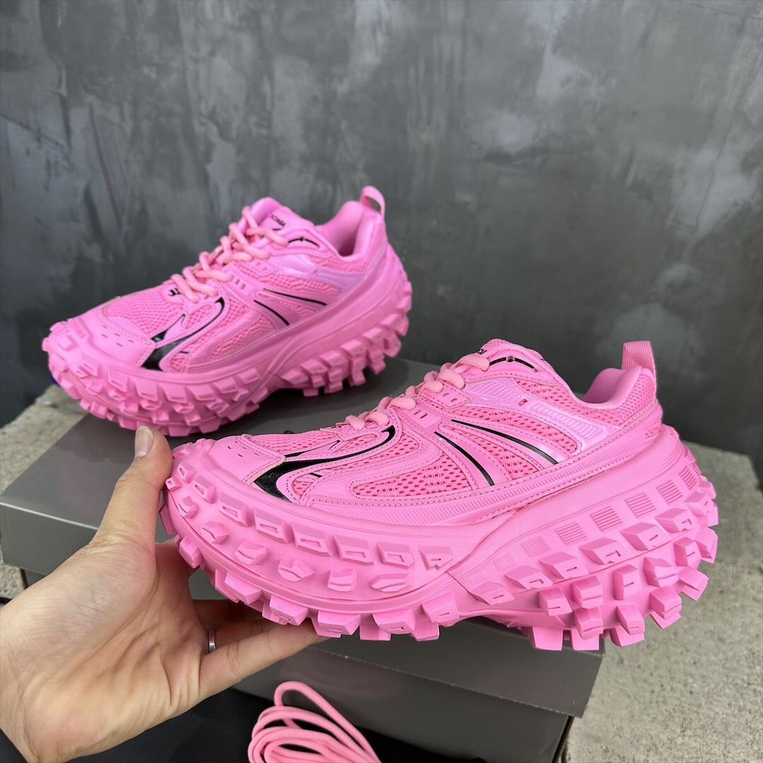 Balenciaga Bouncer Defender Neon Pink Mesh Nylon Rounded Chunky Tire Sole Sneakers /10A - KAIROO