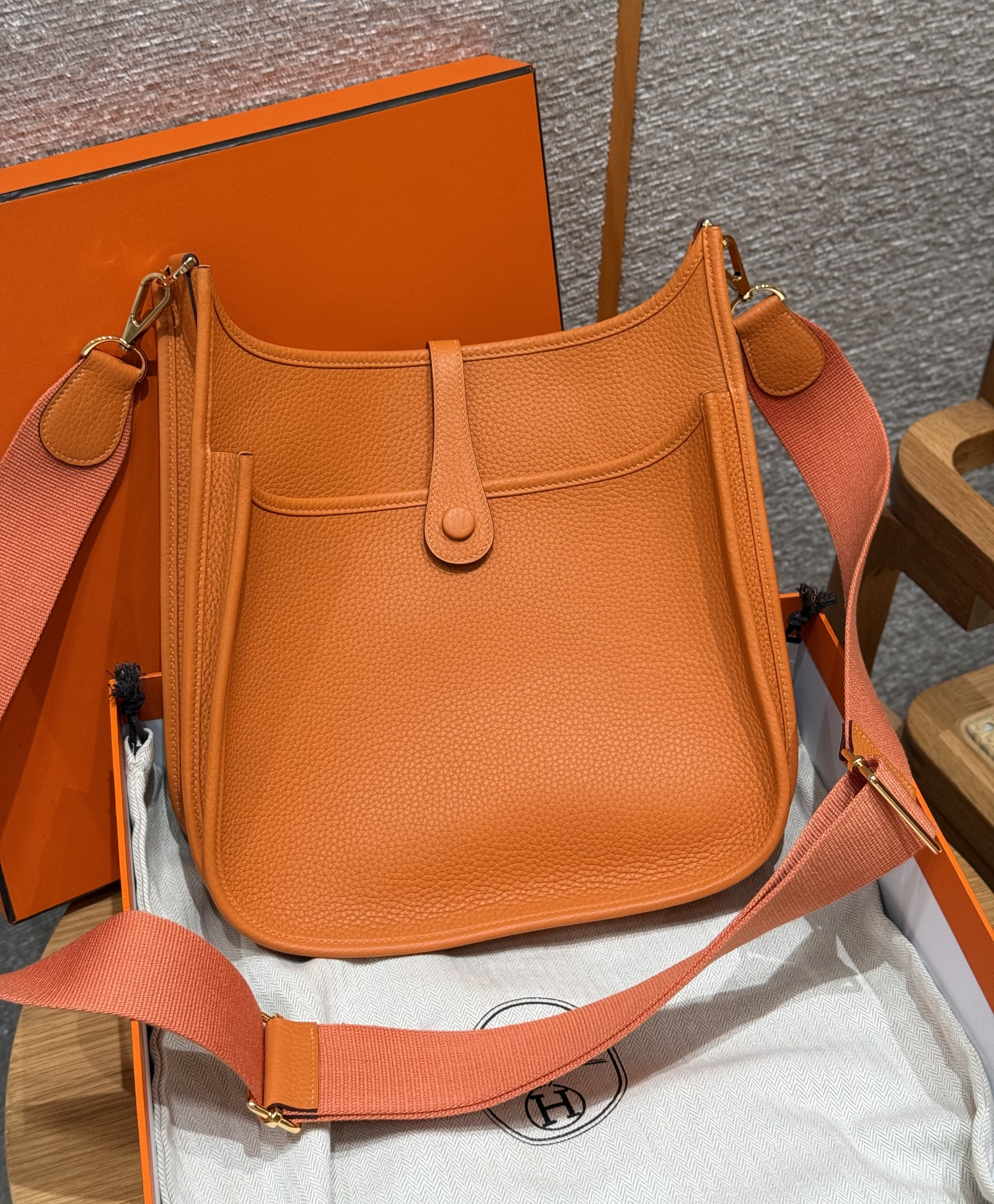 Hermes Orange Clemence Evelyne III 29