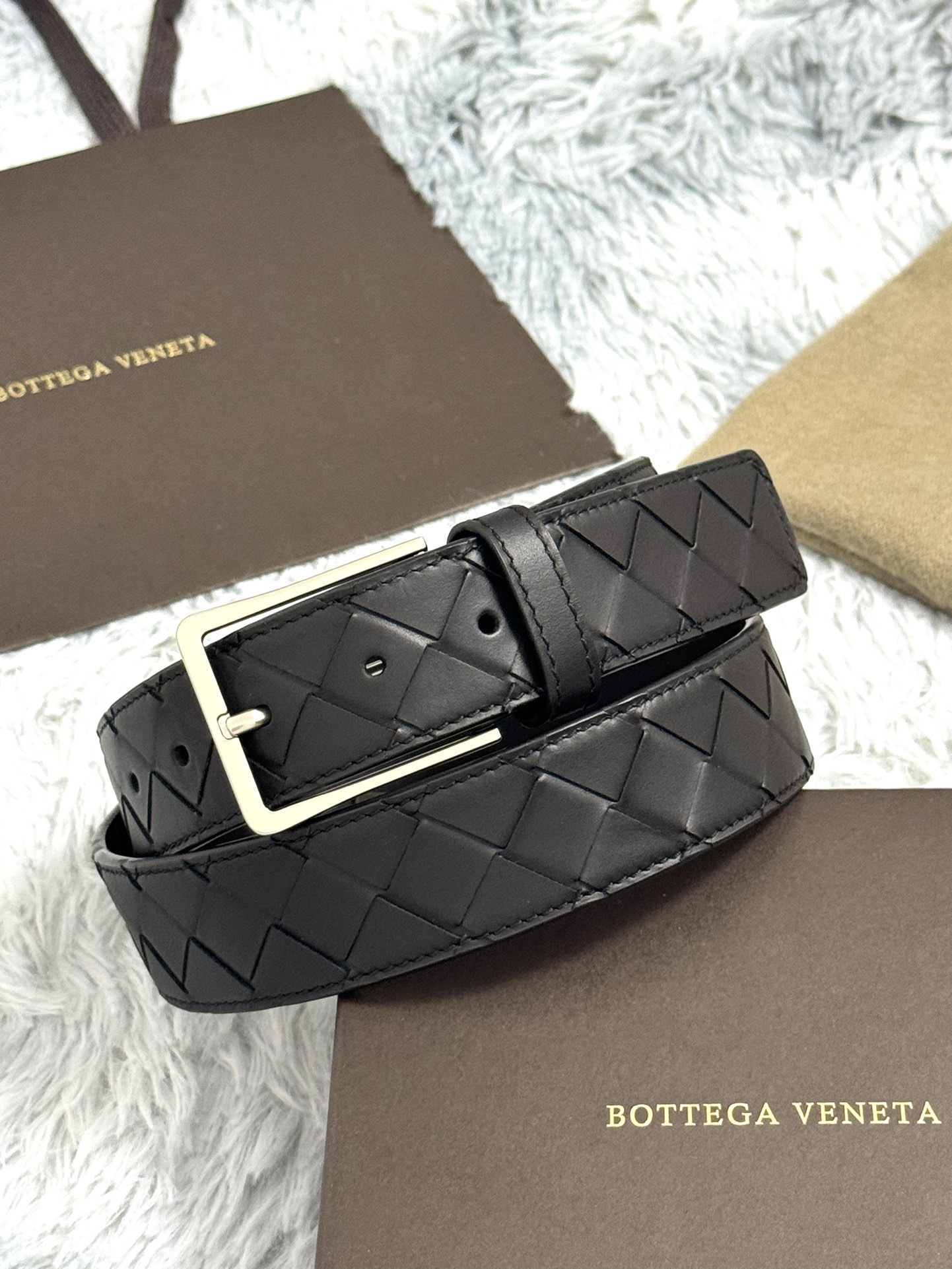 Bottega Veneta Intrecciato Leather Belt 3.5cm