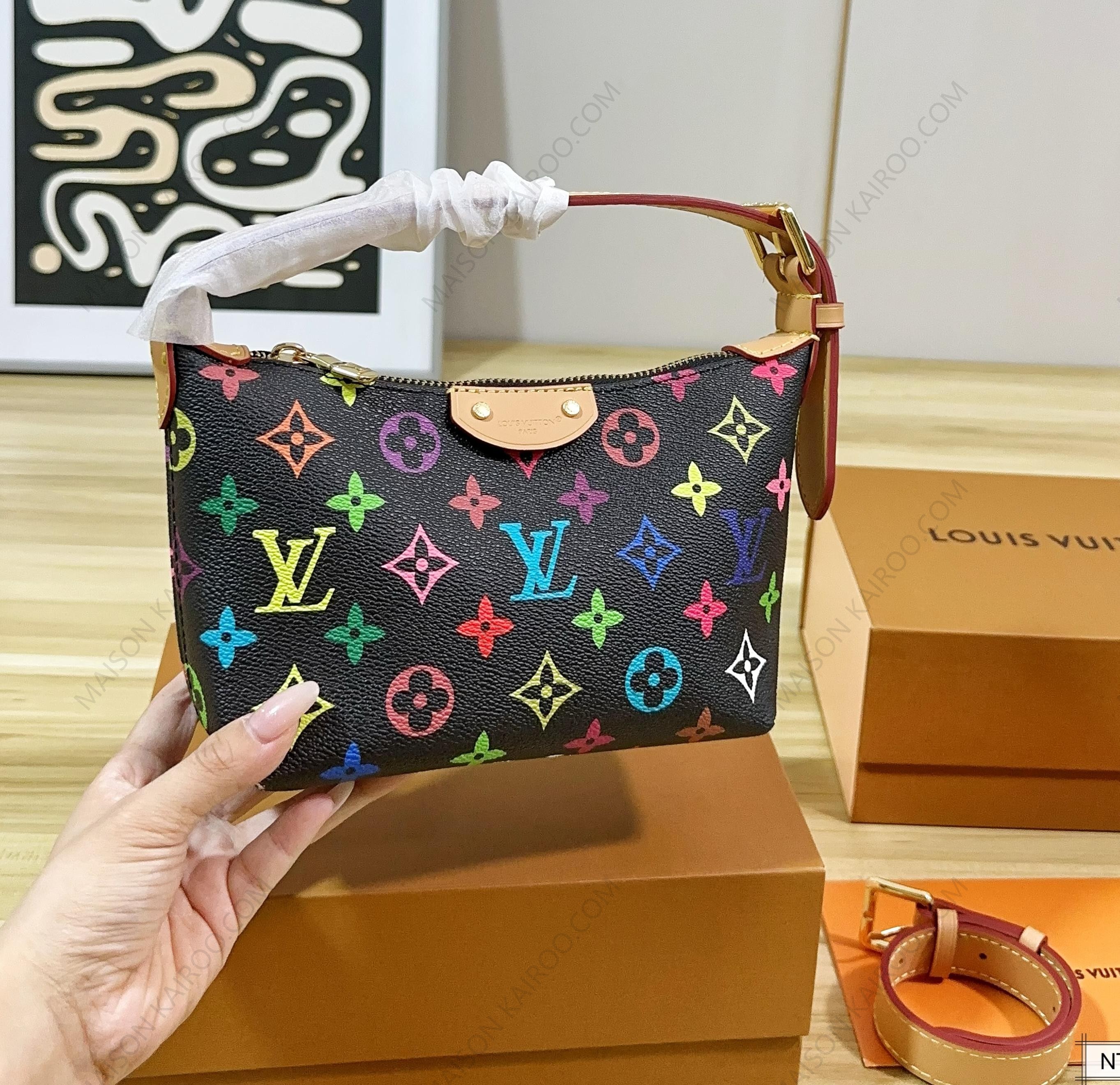 Louis Vuitton LV x TM Remix Pochette Hills Black Multicolor Monogram Hobo Lunch Box Shoulder Bag - KAIROO