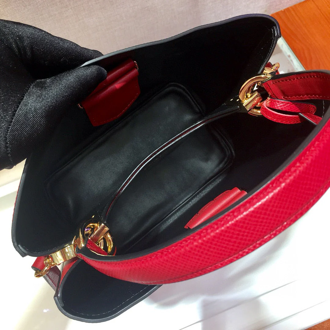 Prada medium pra panier bag 22cm red calfskin