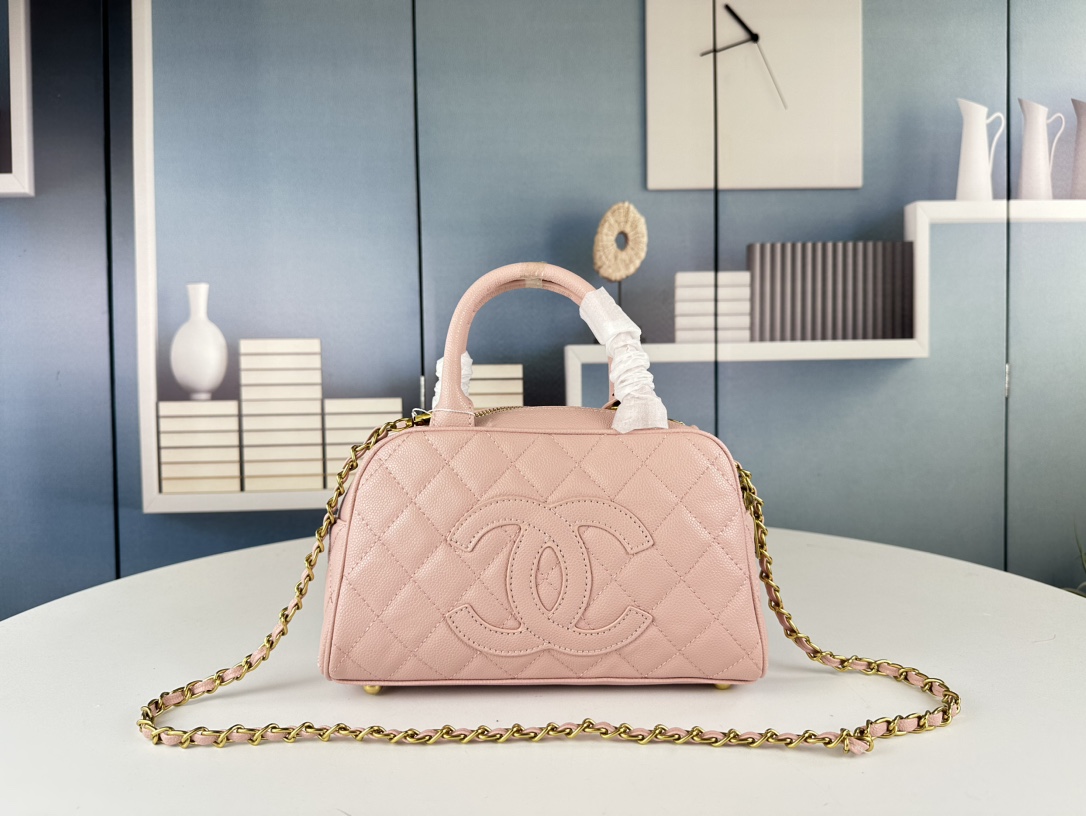 Chanel pink bowling bag