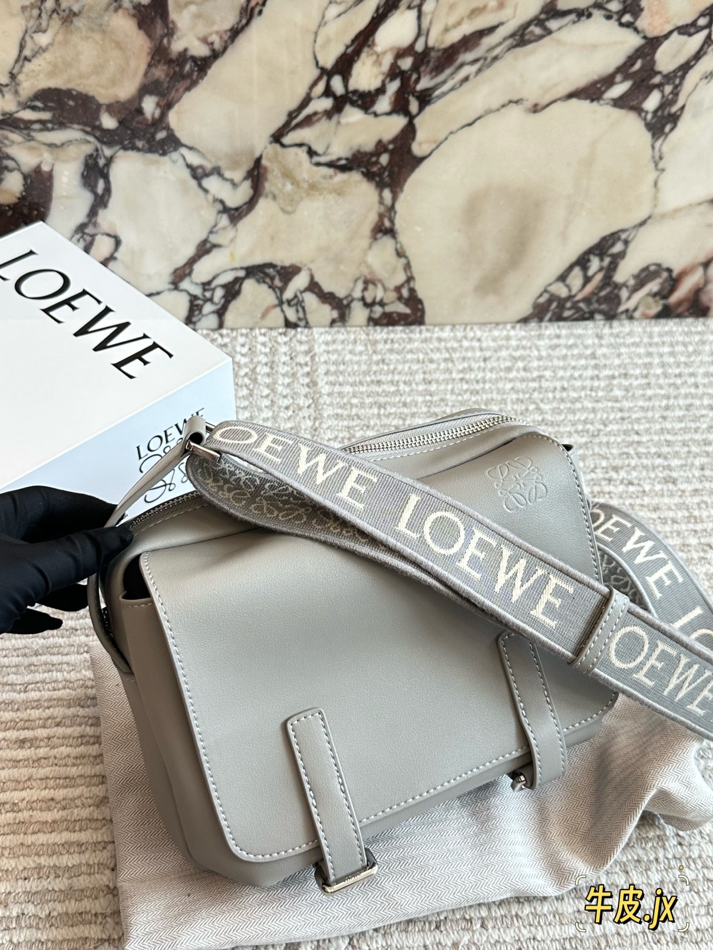 Loewe Military XS Smooth Leather Jacquard Strap Flap Double Buckle Messenger Crossbody Bag - KAIROO