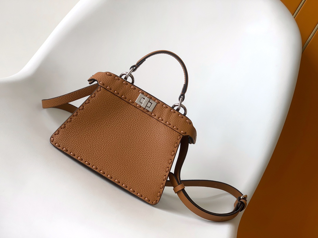 Fendi Peekaboo Selleria Petite Peekaboo-Camel