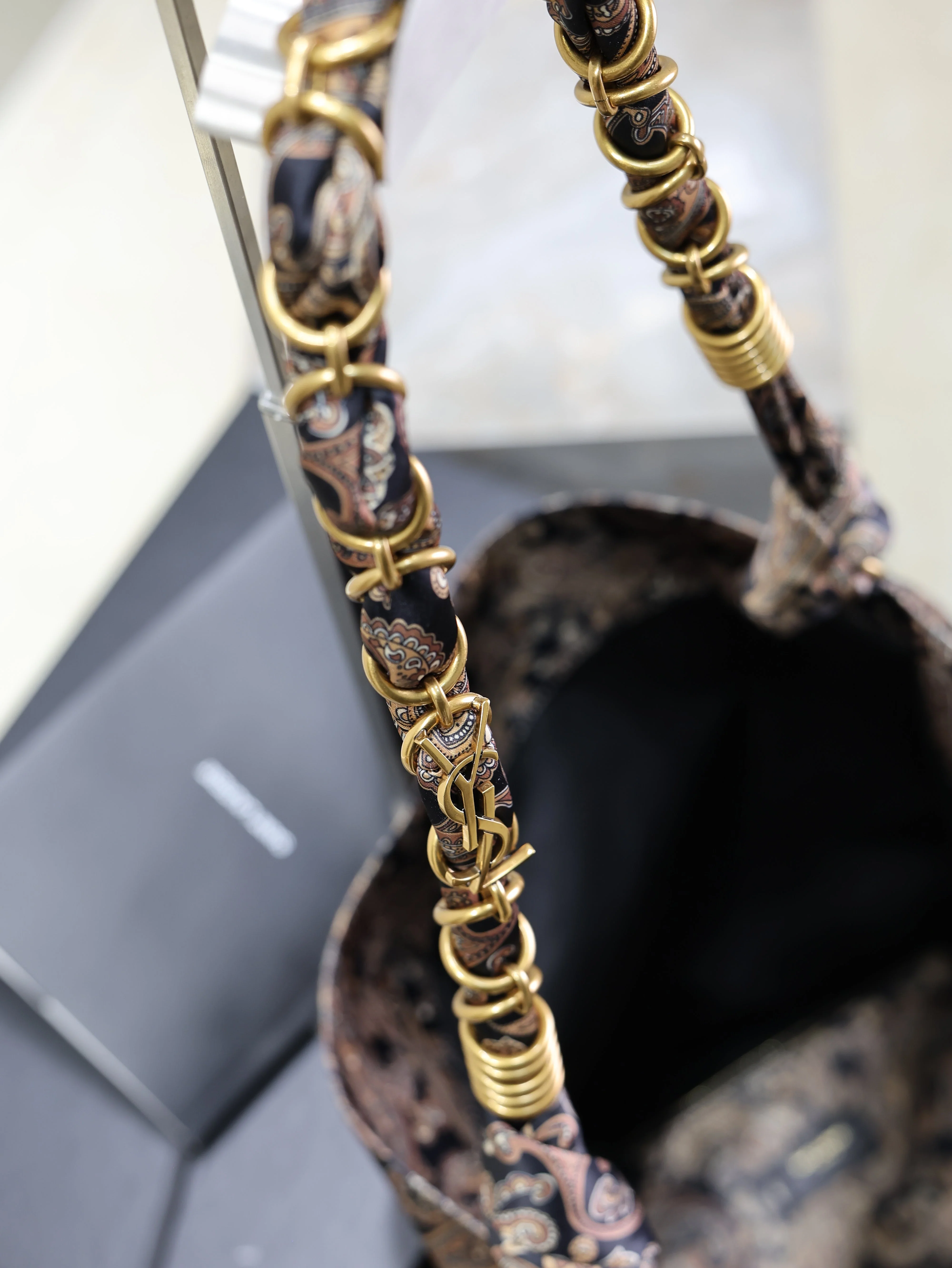 Saint Laurent YSL  AMALIA Tote Bag 40cm Jacquard Frabic GHW