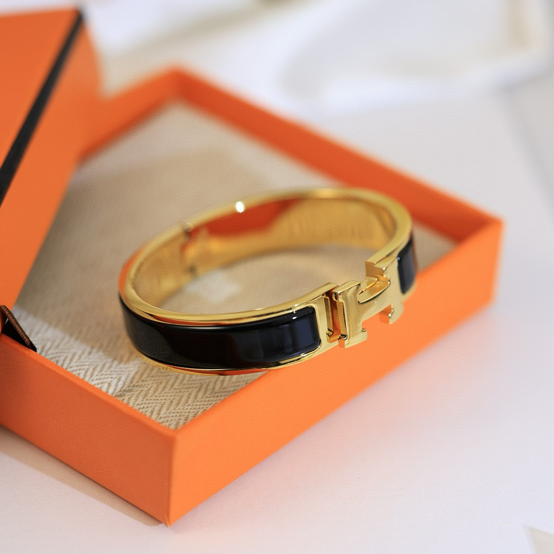 Hermes Black Clic H Enamel Bracelet