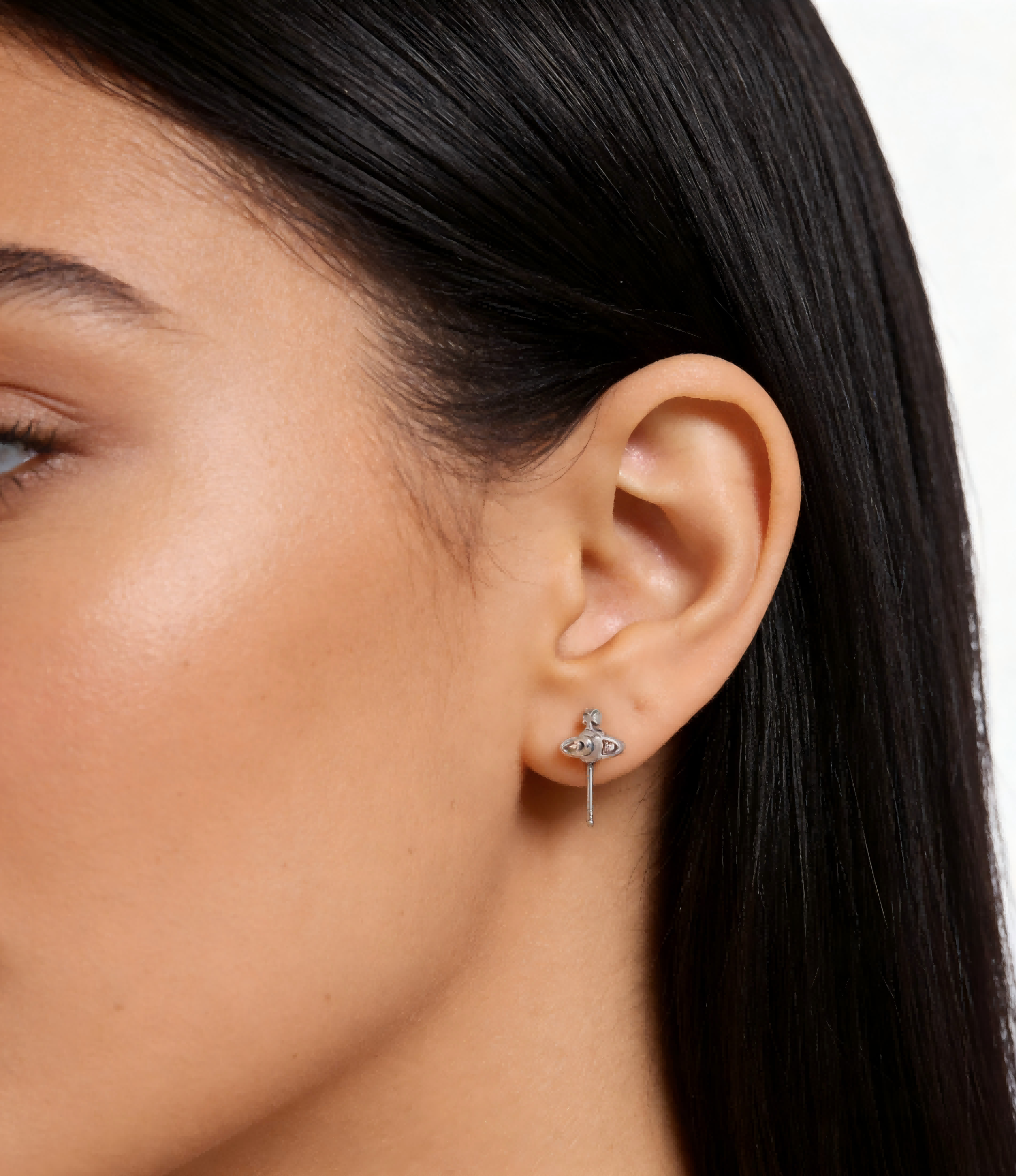 2026 New Vivienne Westwood Silver Tone Mini Orb Stud Earrings for Women, Trendy Y2K Aesthetic Minimalist Jewelry, Perfect for Daily & Office Wear