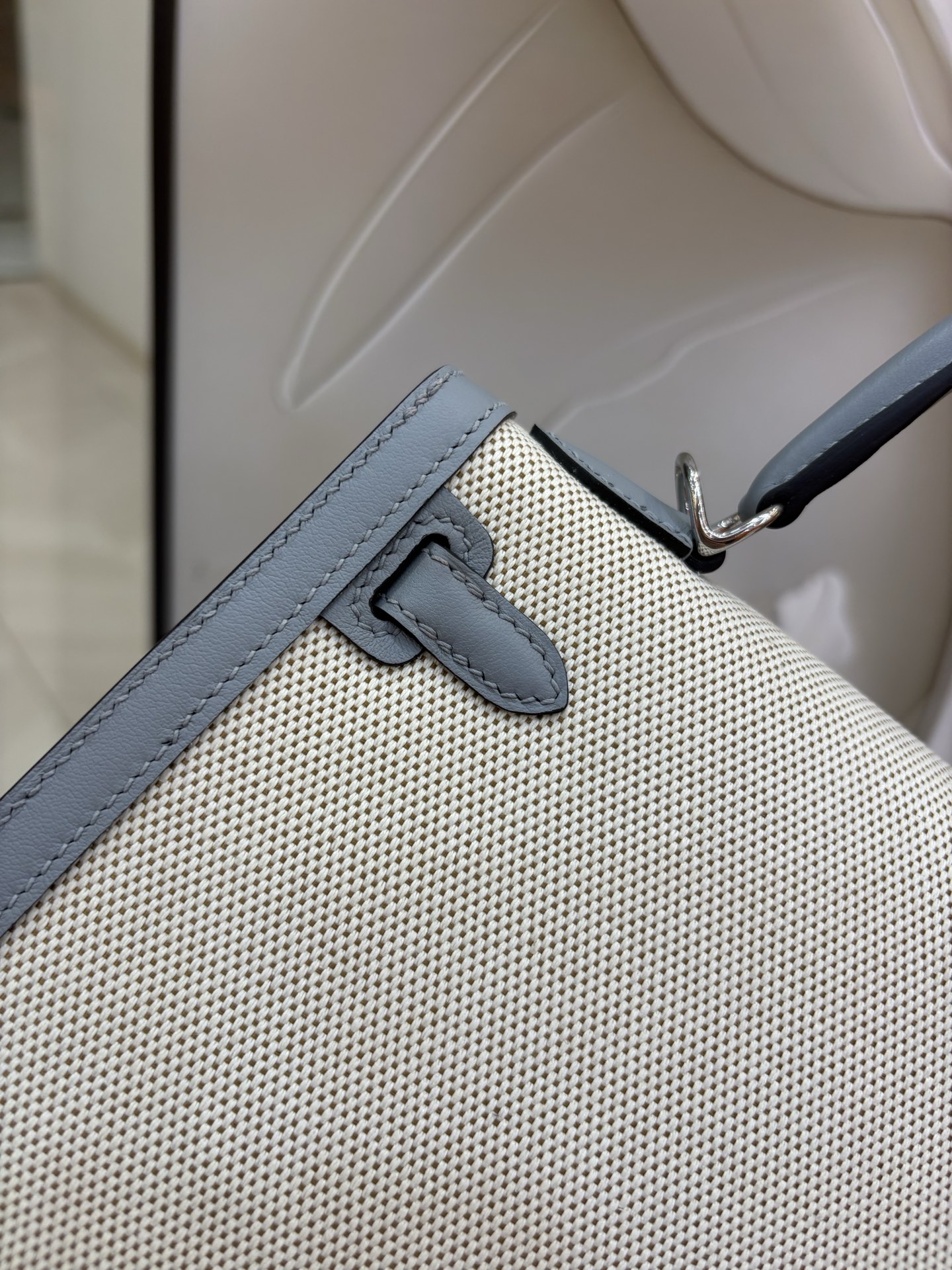 Hermes Kelly 25 canvas with puppet grey bag