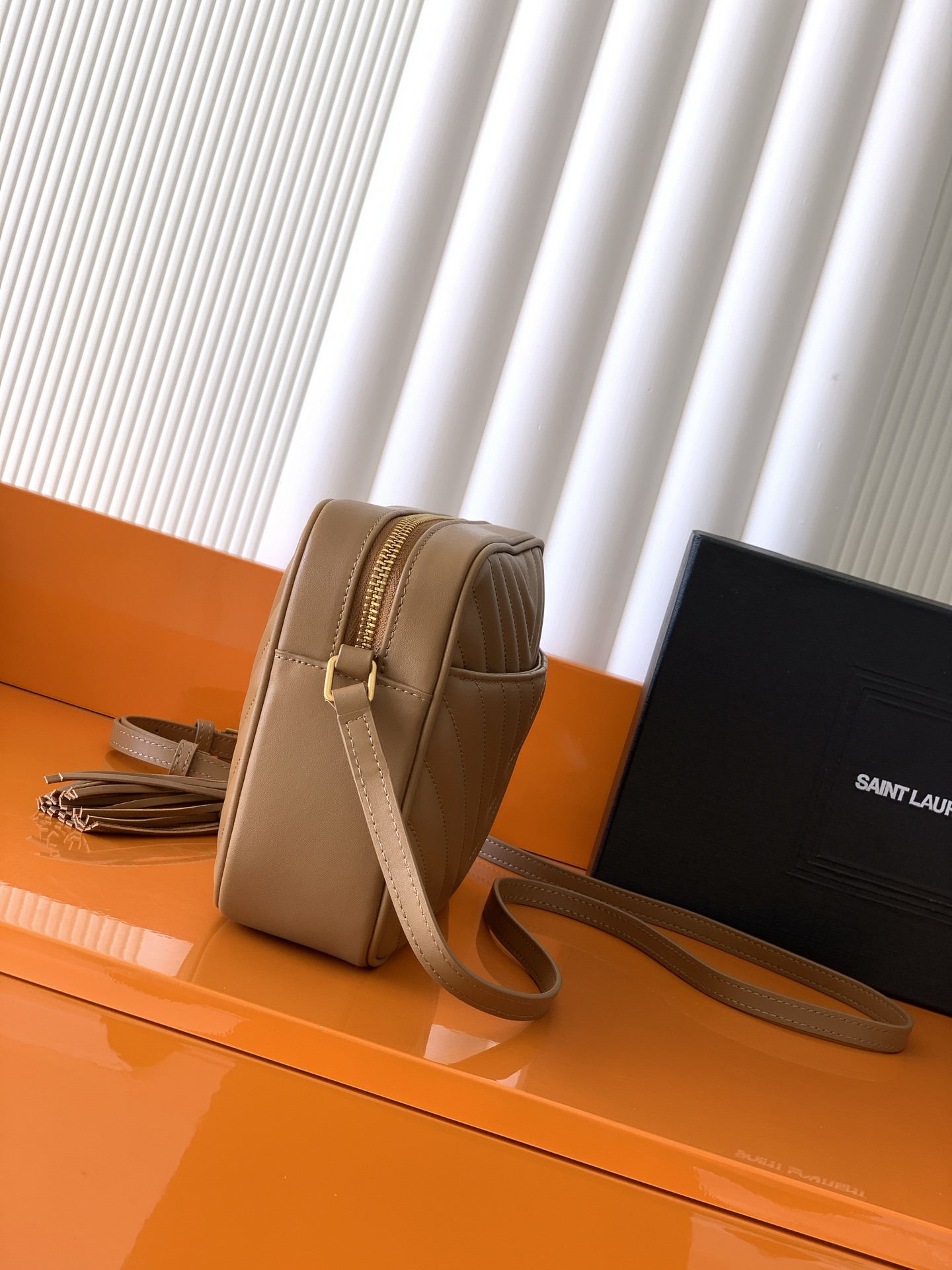YSL Saint Laurent Lou Camera Bag in Quilted leather-Cinnamon