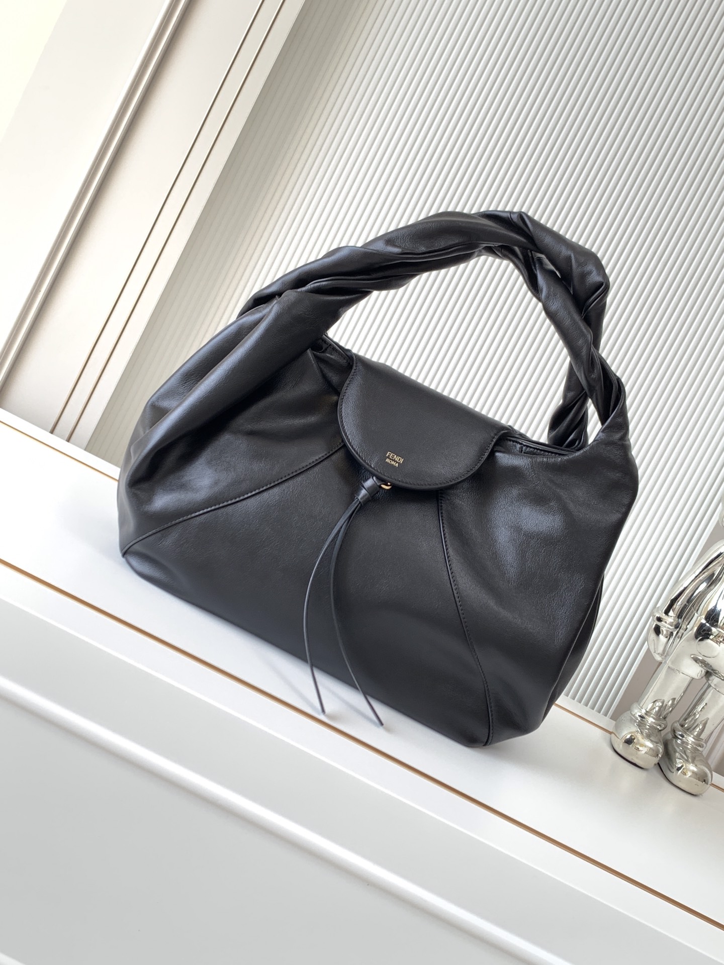 Fend Large Spy Bag in Black Leather