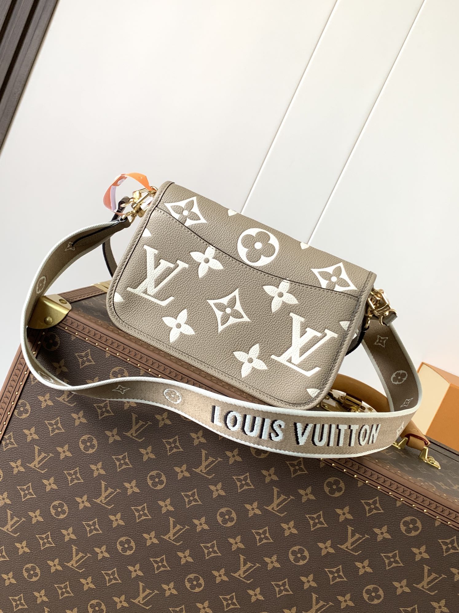 M46583 Monogram Empreinte Diane Bag in Tourterelle beige/cream