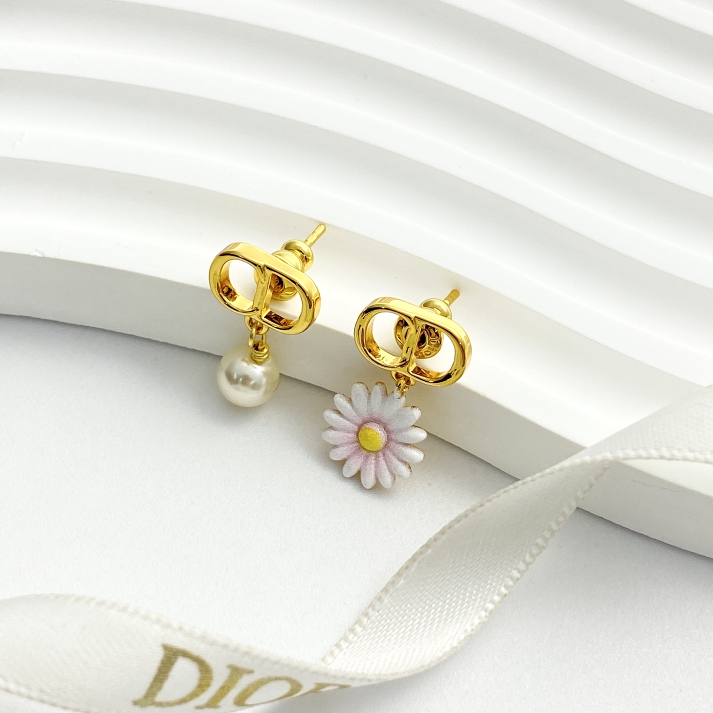Dior Pearl and Flower Earrings