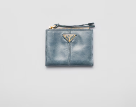 Prada Calfskin Small Wallet-Blue