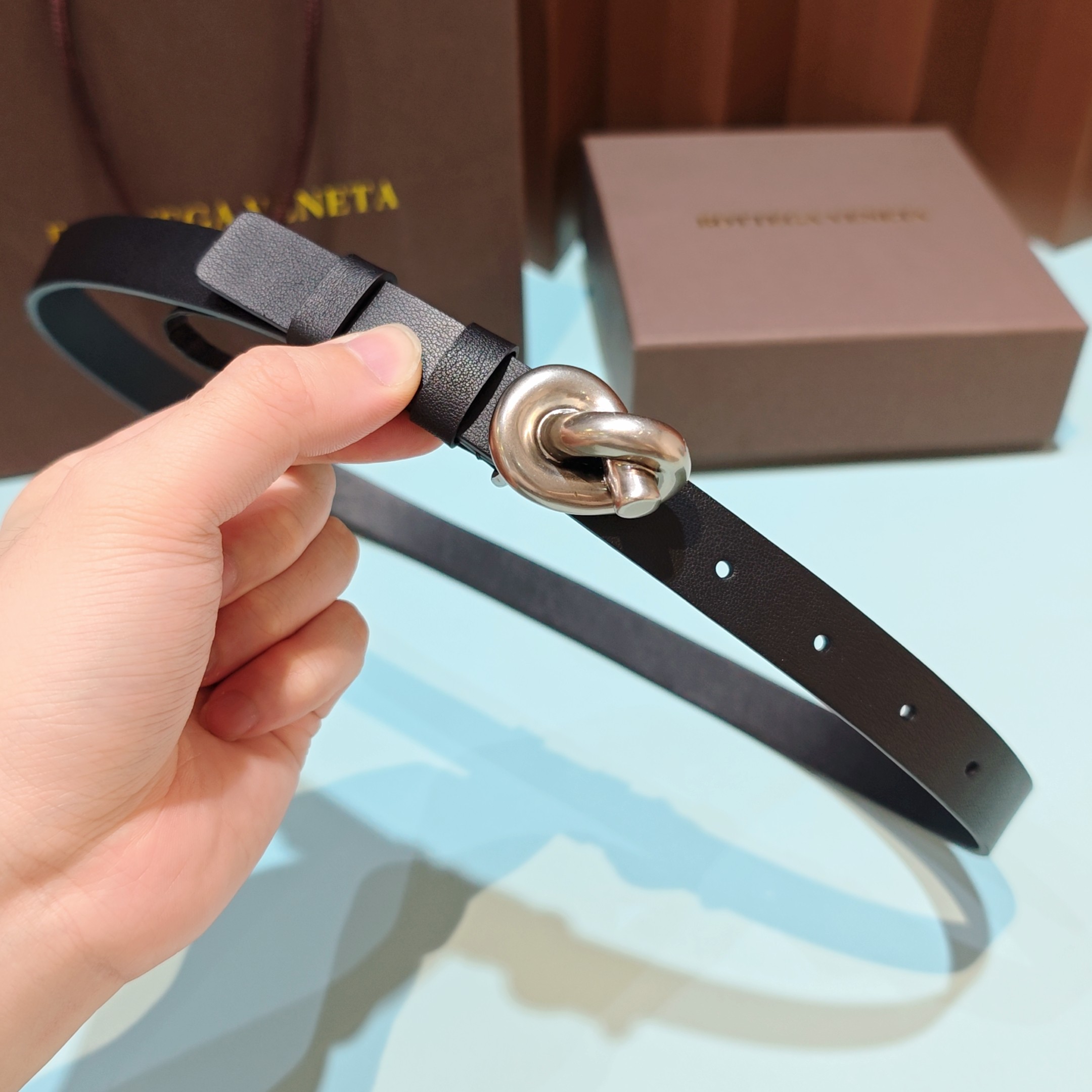 Bottega Veneta Knot Leather Belt 2.0cm