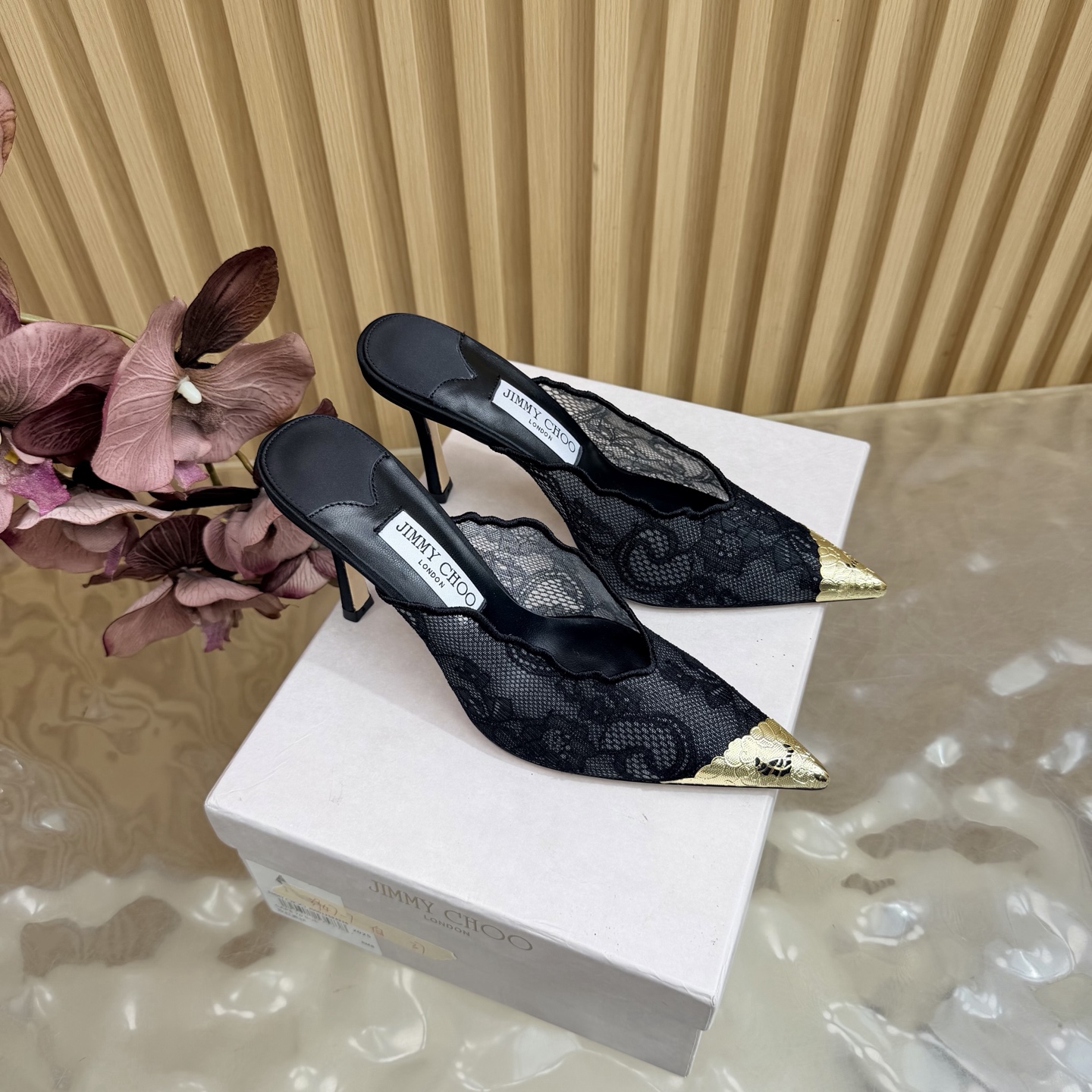 Jimmy Choo Lace Heeled Mule