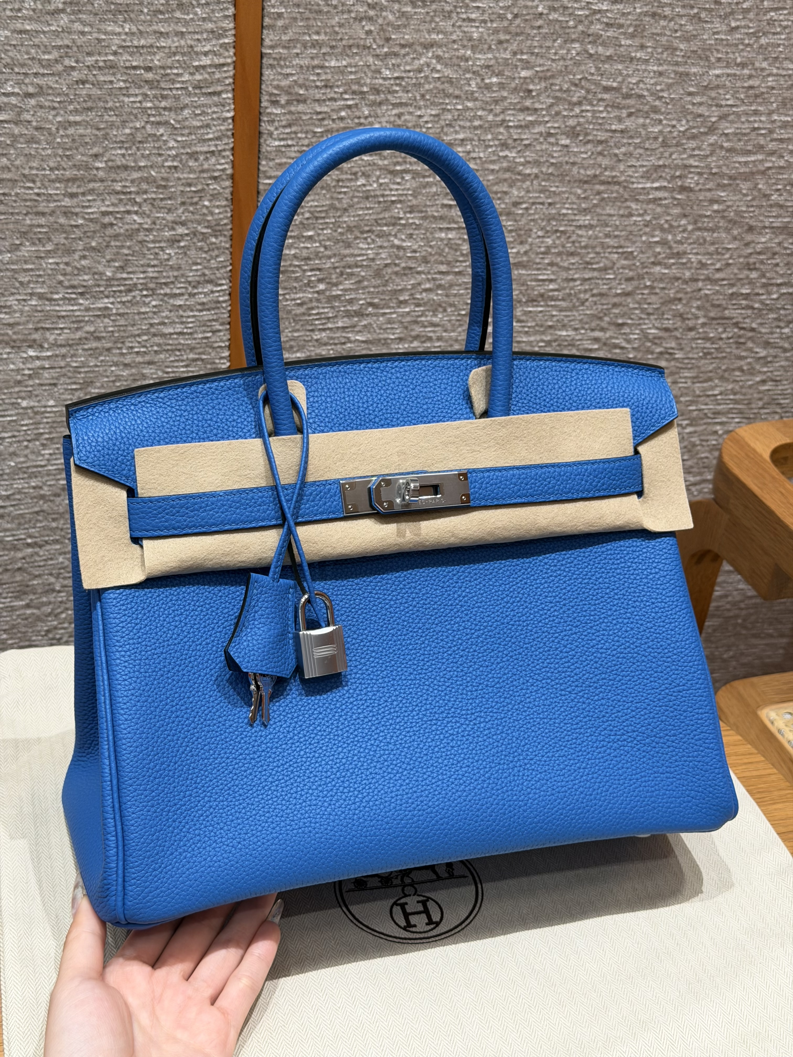 Hermes Blue zalige Togo Birkin 30 Bag