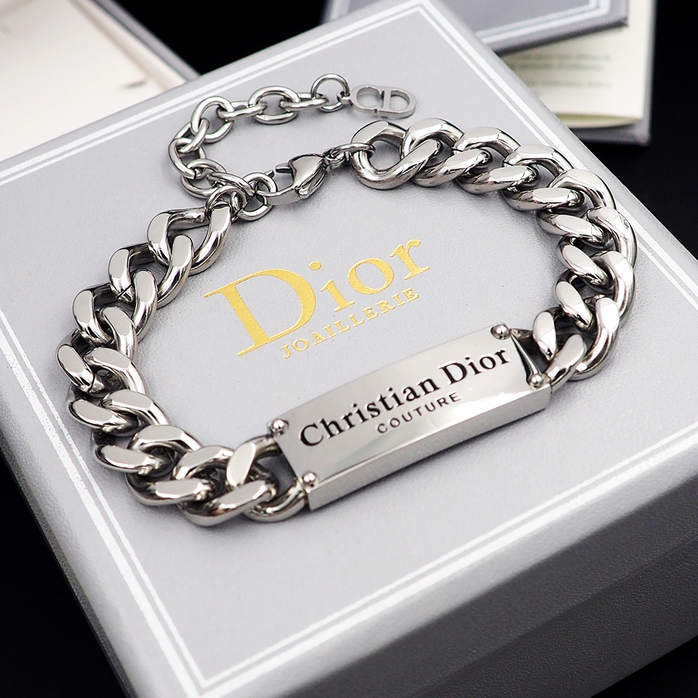 Dior Unisex Silver CD Initial Bracelet