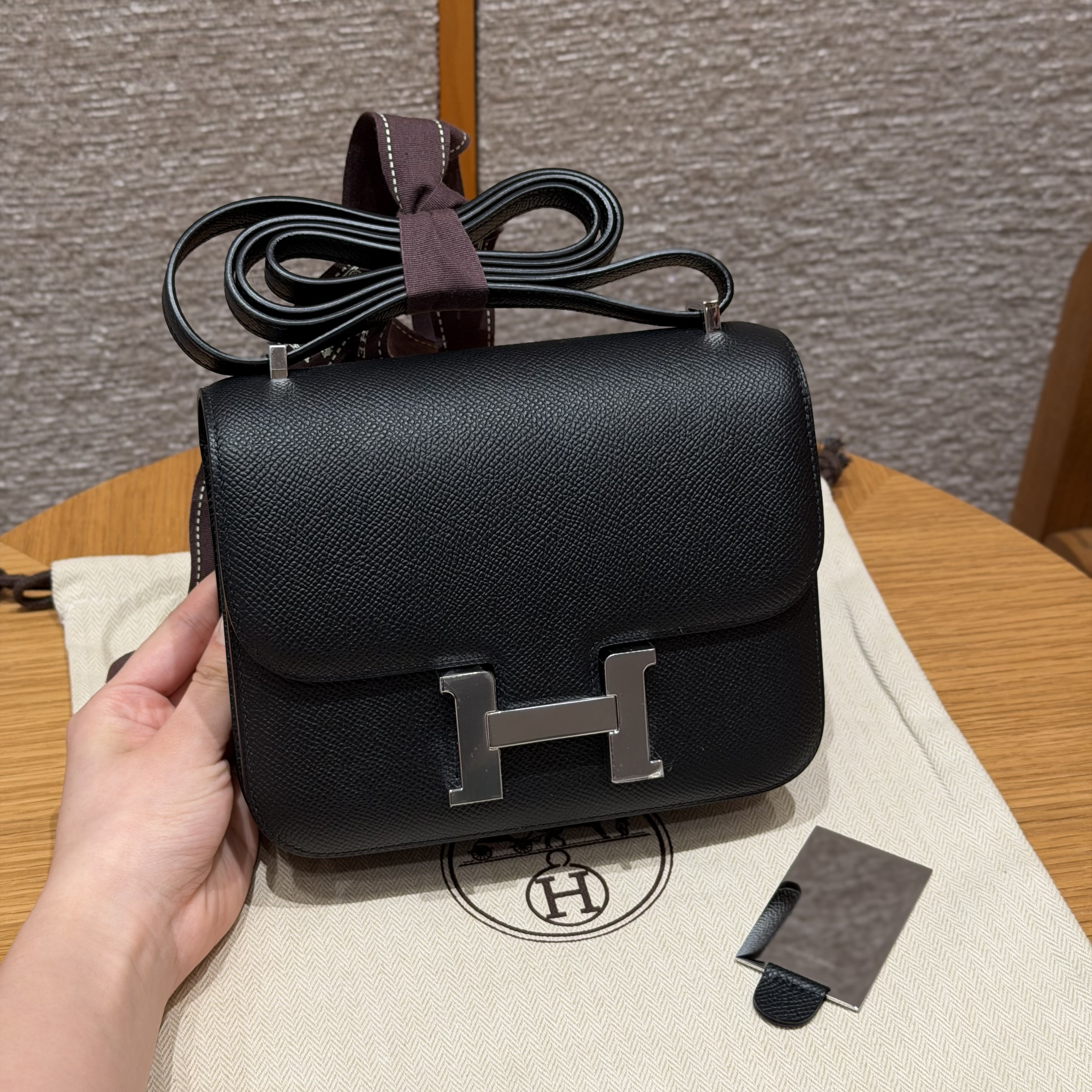 Hermes Black Epsom Constance 18