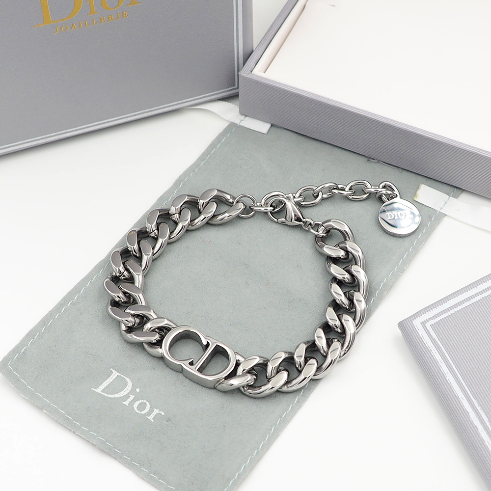 Dior Classic Silver CD Chunky Chain Bracelet