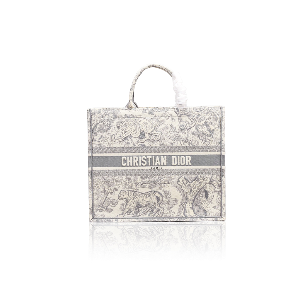 DIOR Large Gray Floral Tote Bag