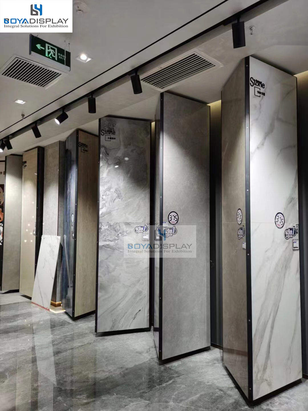 Boya Customized Size OEM/ODM Rotating Rotate Display PVC Slab Ceramic Tile Stone Display Rack for Showroom