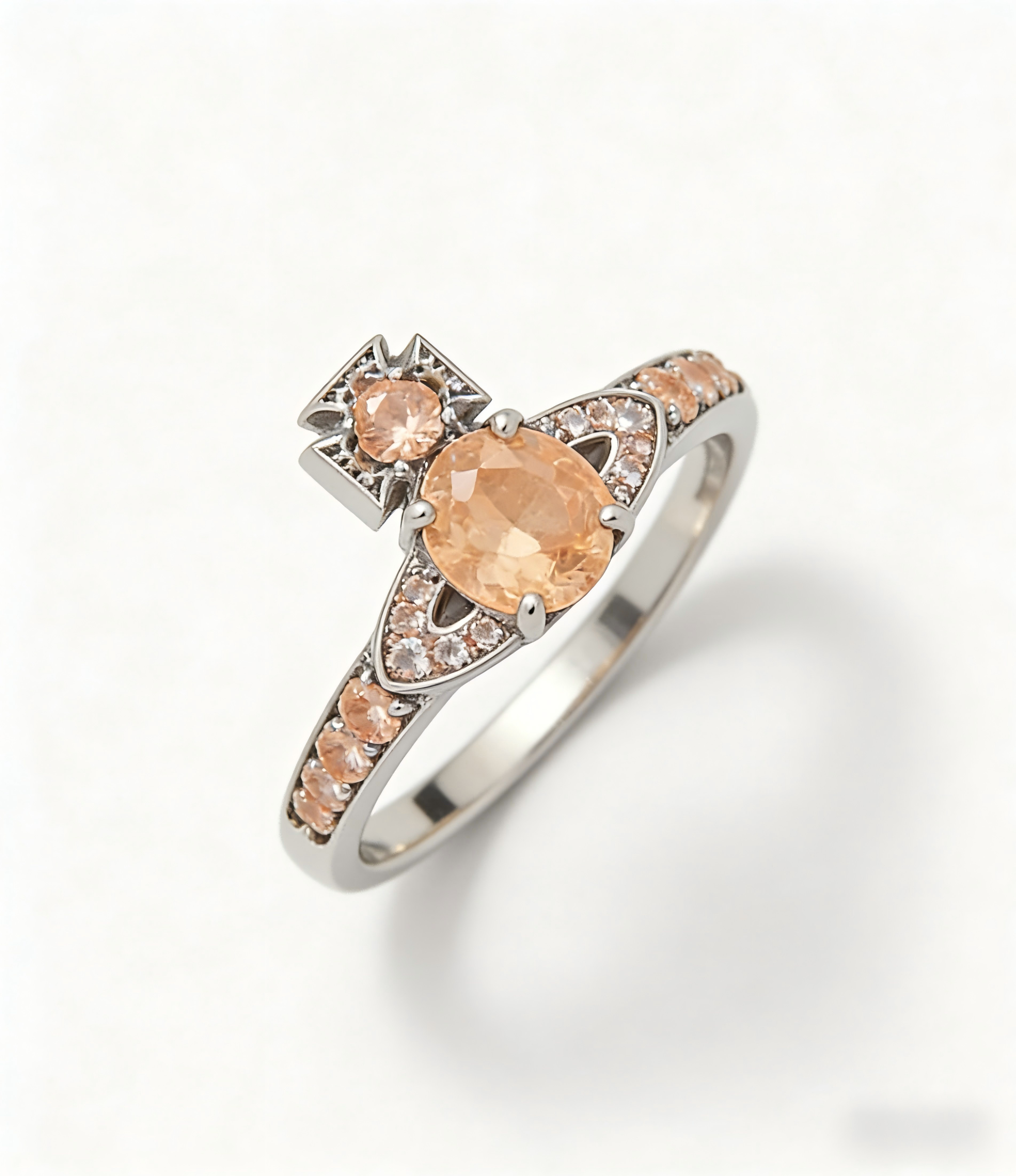 2026 New Vivienne Westwood Style Champagne Crystal Saturn Ring - Sparkling Rhinestone Celestial Jewelry for Women