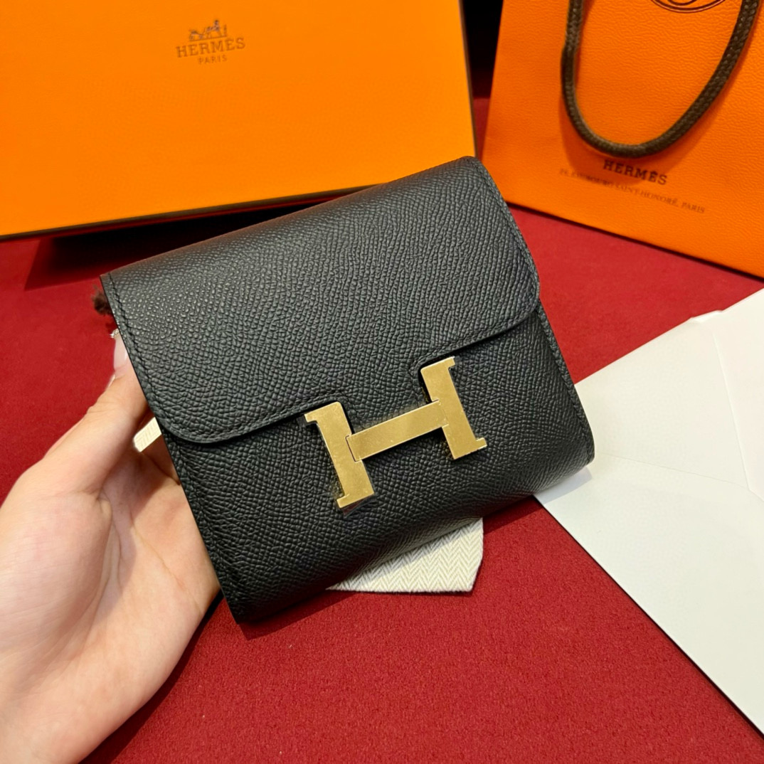 Hermes Black Epsom Constance Short Wallet