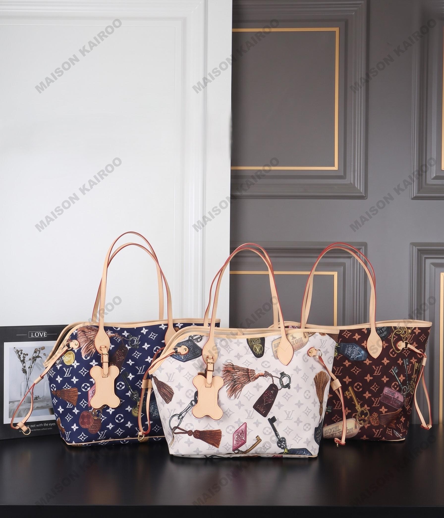 Louis Vuitton LV Neverwoof MM Souvenir Key&Tassel Printed Monogram Canvas Bone Charm Pet Carrier Tote Bag - KAIROO