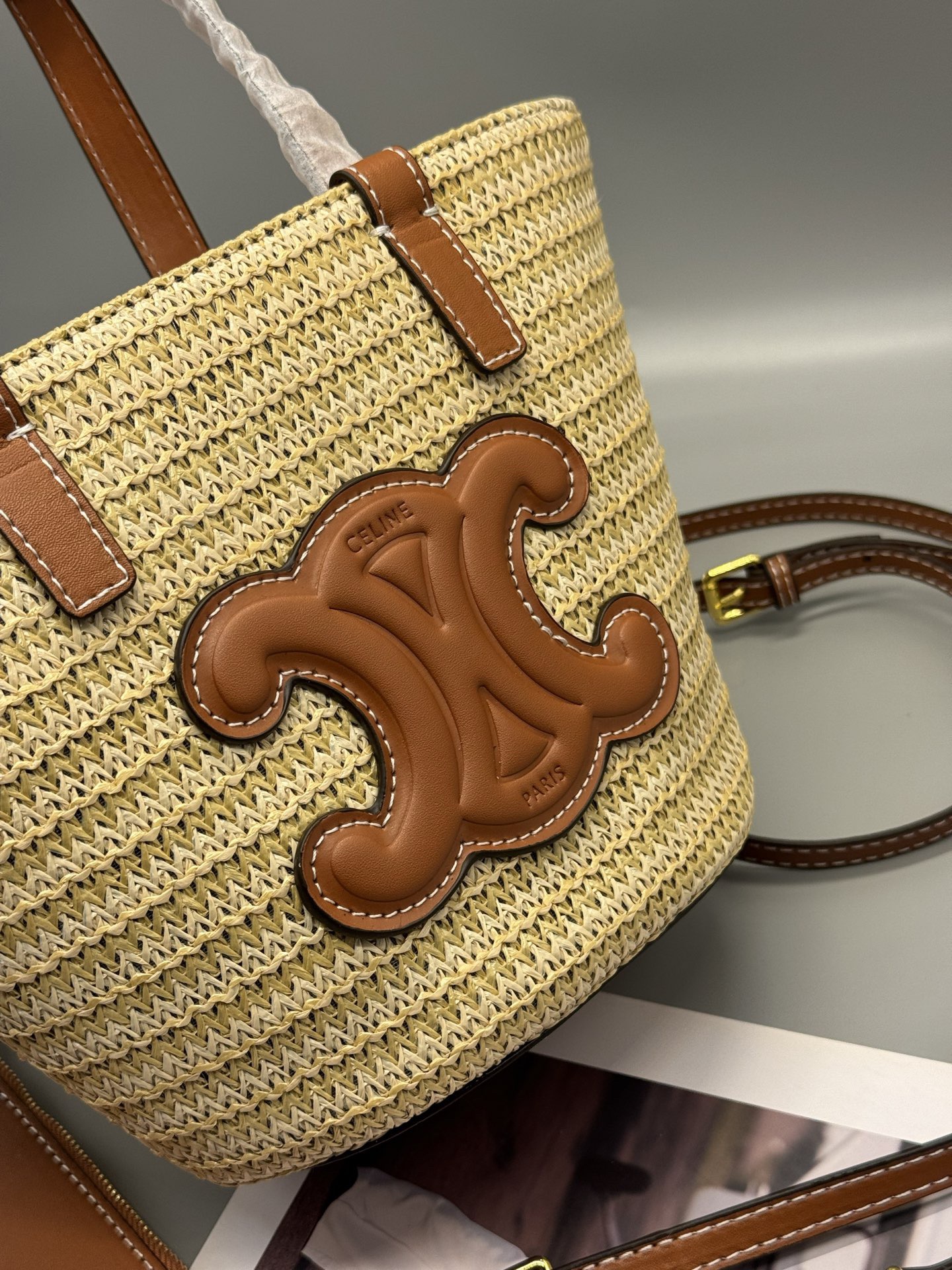 Celine Teen Triomphe Basket Woven Bag