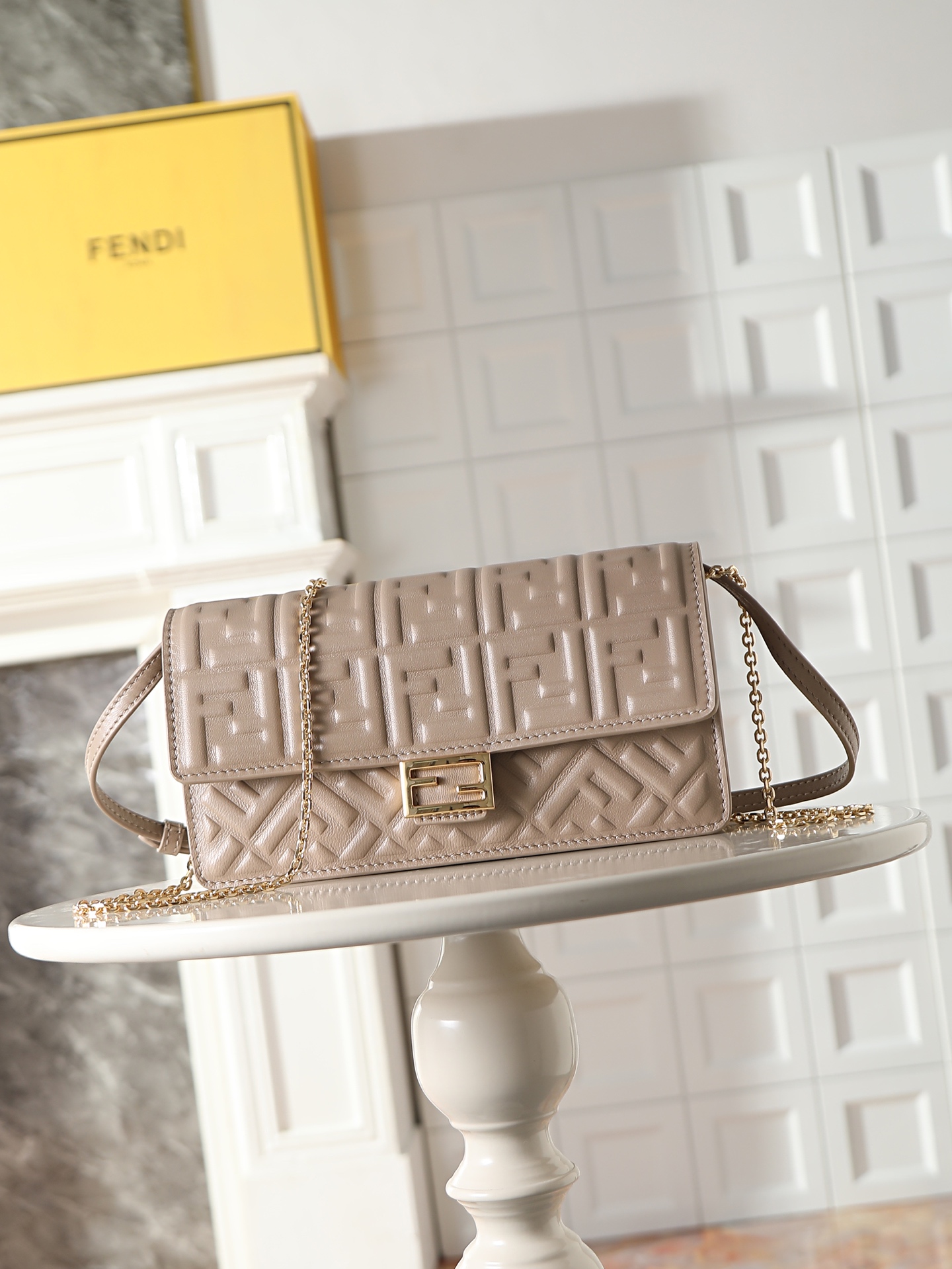 Fendi Chain Mini Bag-Light Grey