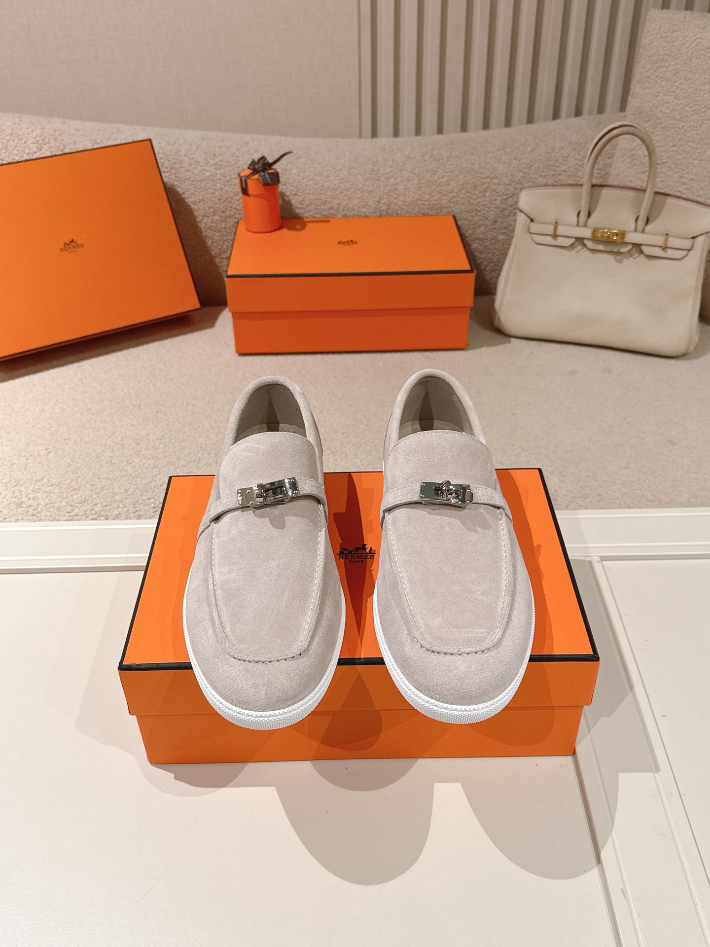 Hermes Unisex Suede Loafer