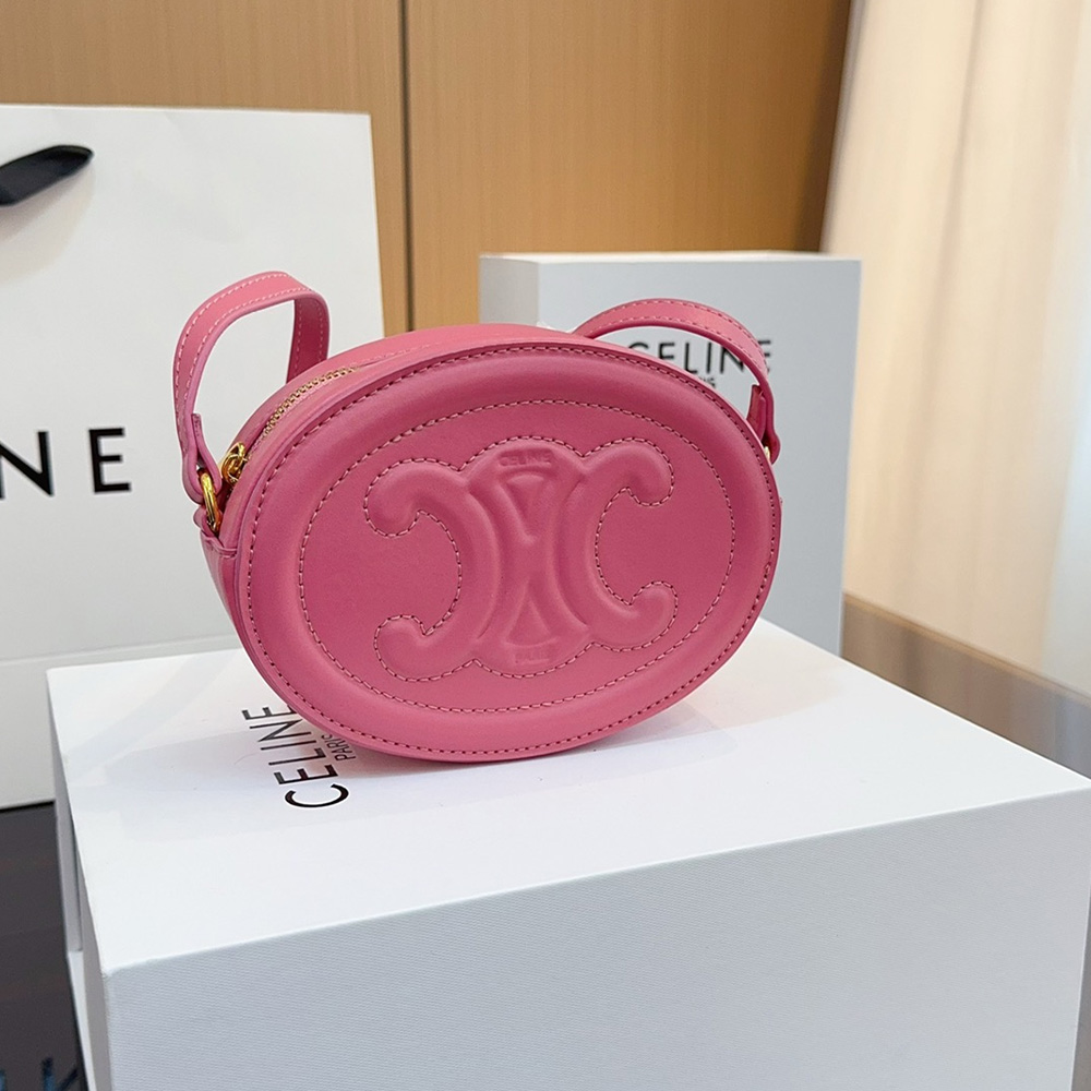 Celine Cuir Triomphe Oval Leather Shoulder Bag Crossbody Bag