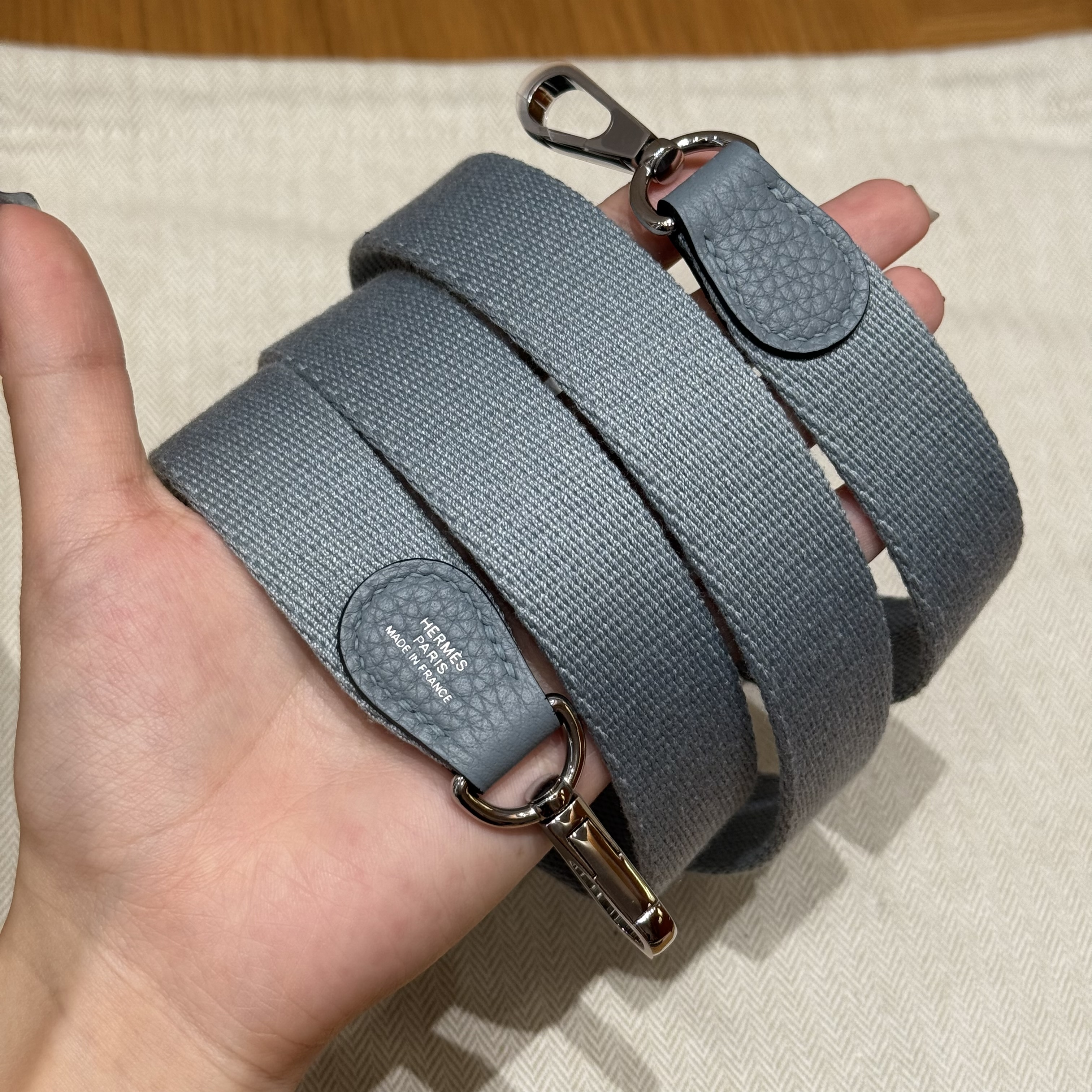 Hermes Blue Lin Clemence Mini Evelyne 16