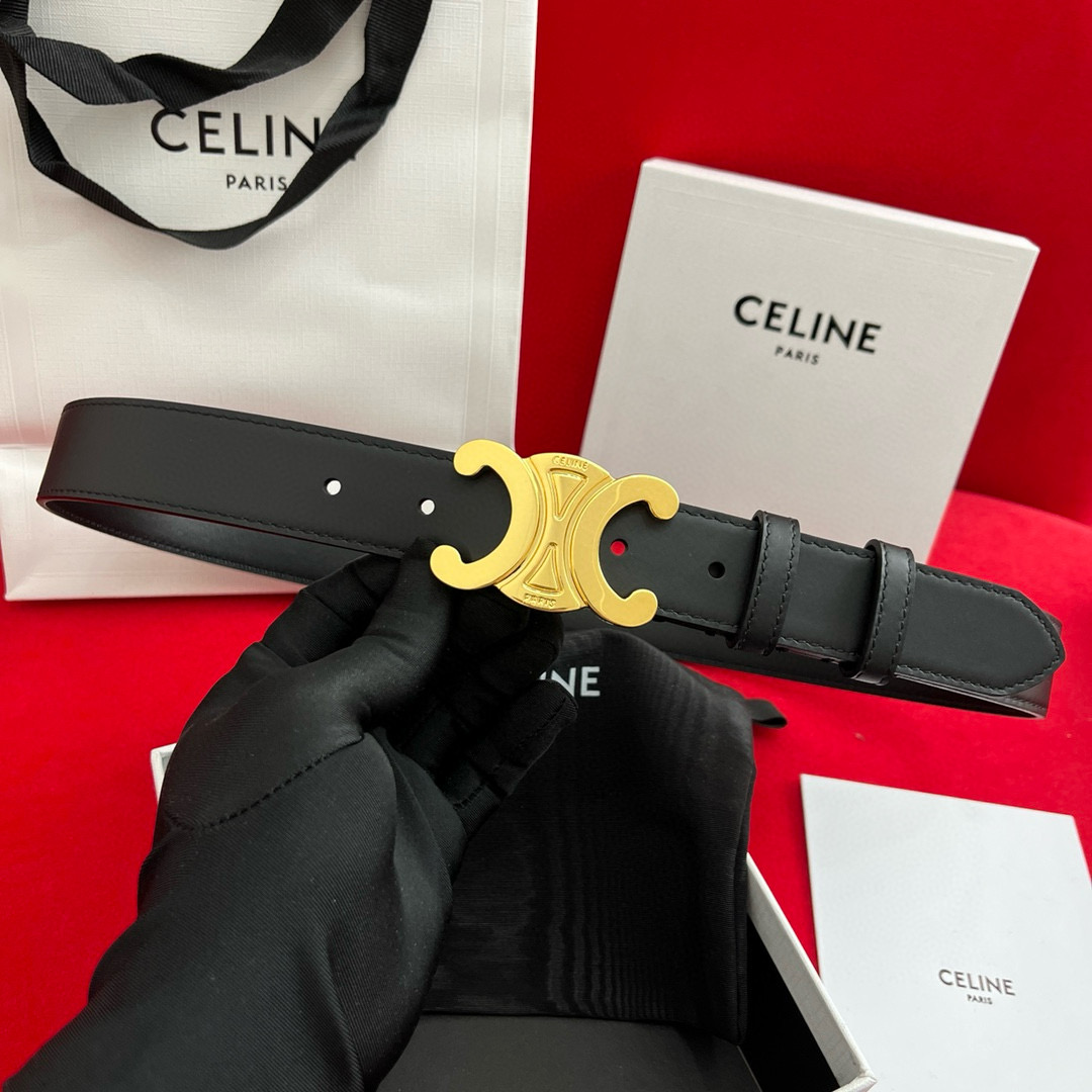 Celine Triomphe Leather Belt 3cm