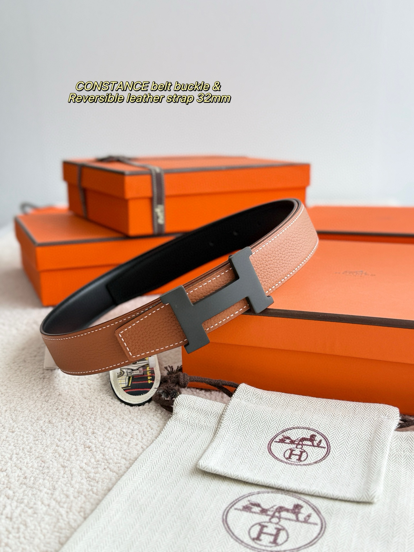 Hermes Constance H Reversible Leather Belt 32mm