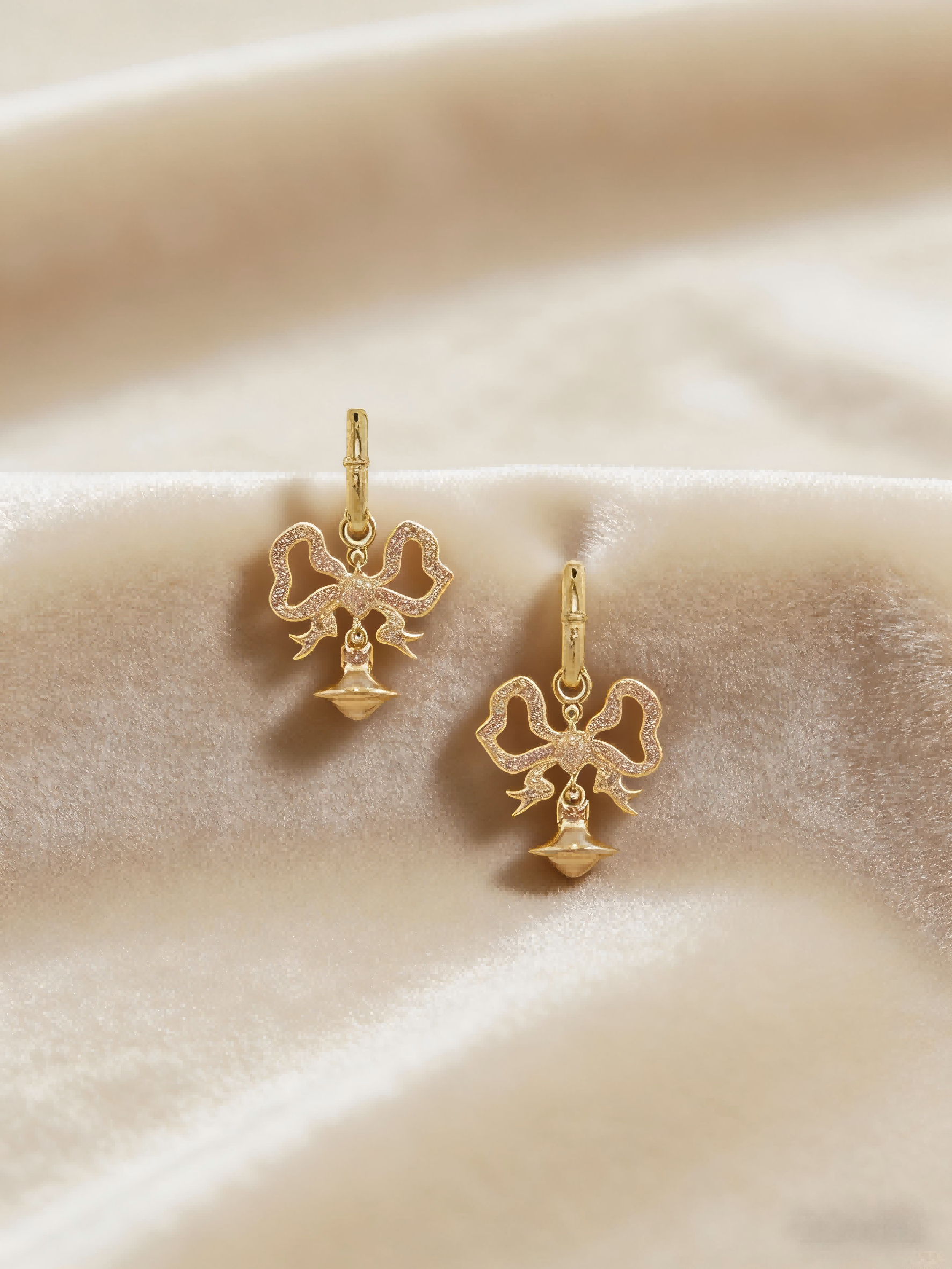 Vintage Gold-Tone Bow Drop Earrings for Women, Delicate Orb Detail, Elegant Statement Jewelry for Daily & Date Night