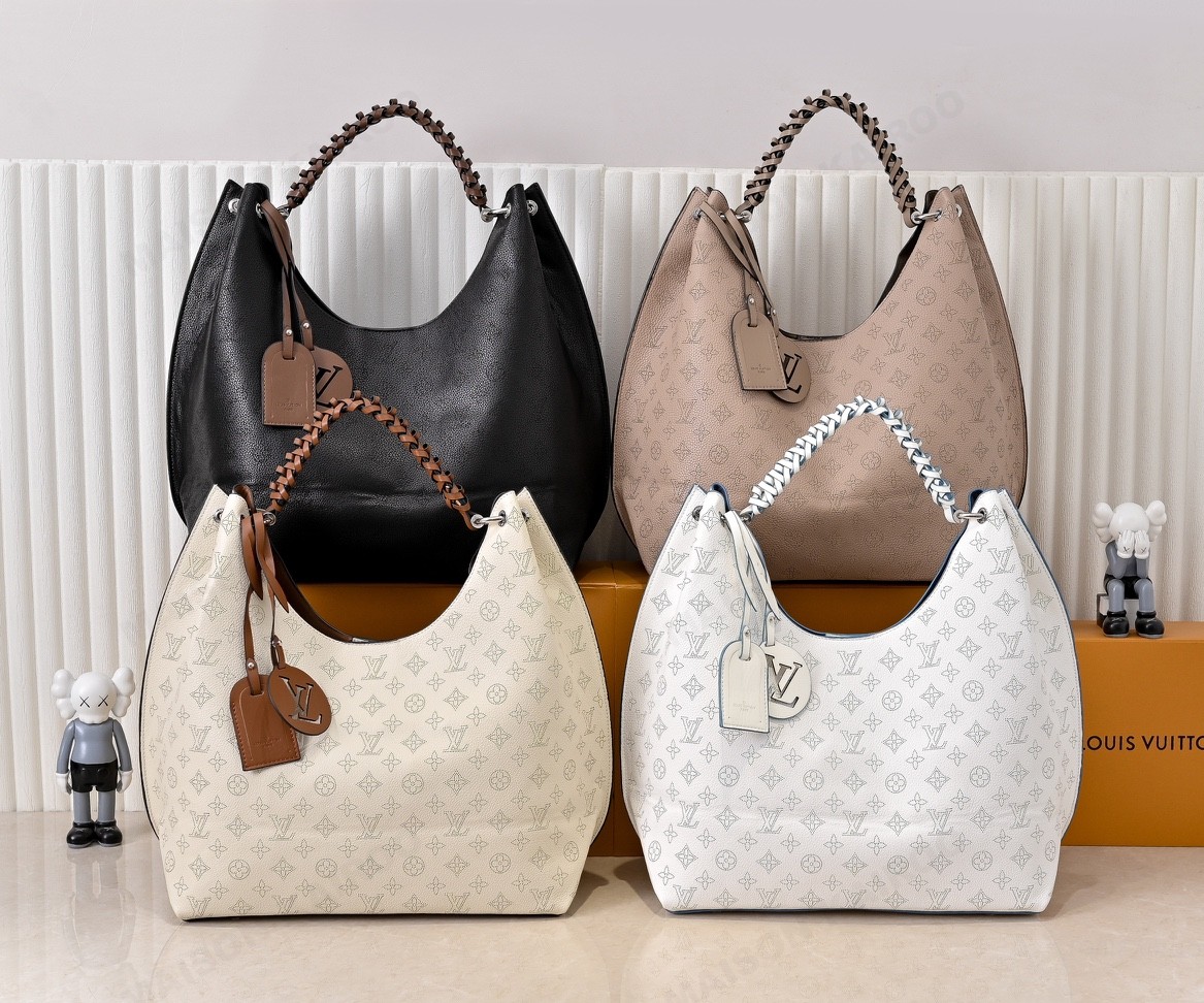 Louis Vuitton LV Mahina Hobo Moon Goddess Dense Monogram Leather Braided Handle Shoulder Tote Bag - KAIROO