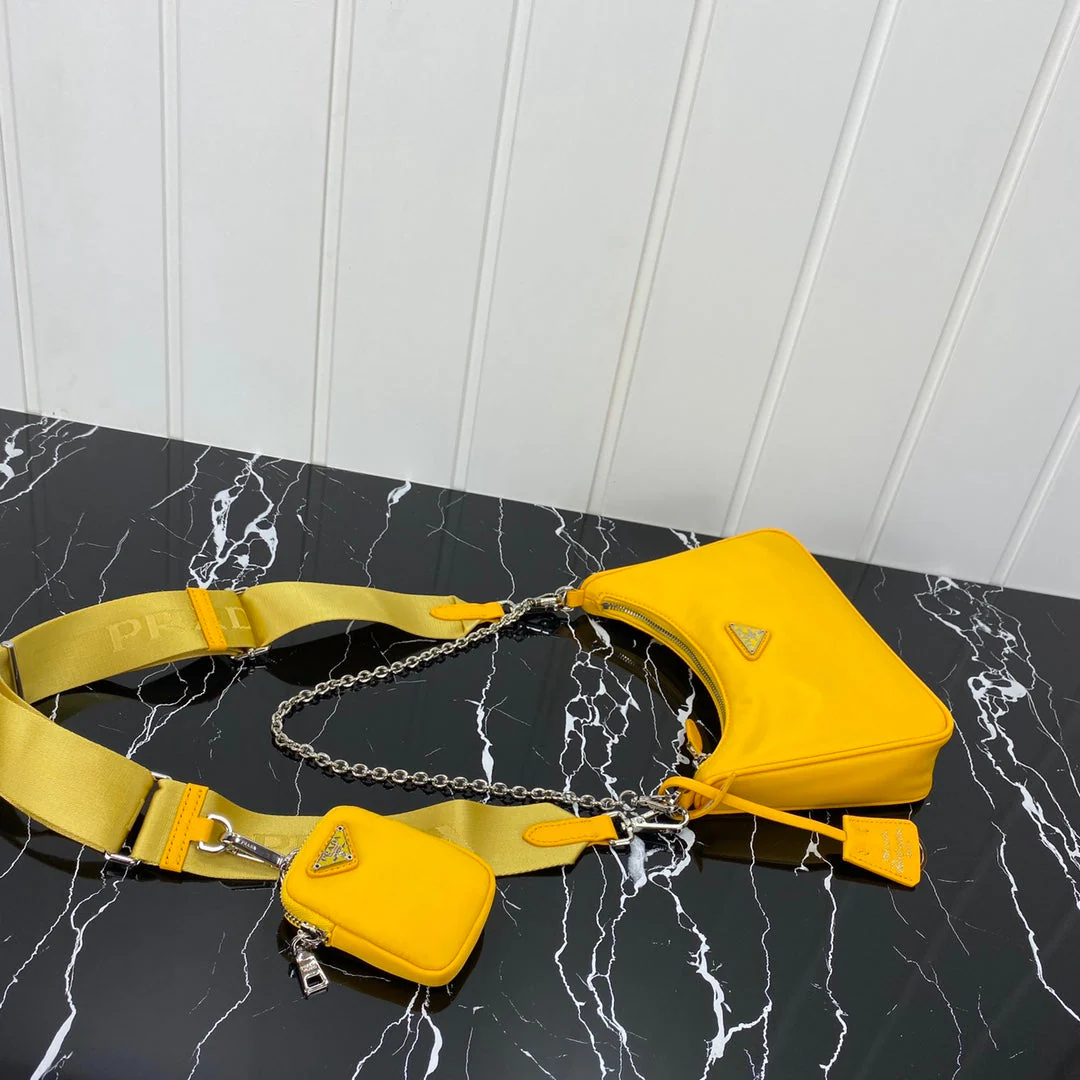 Prada HOBO 22 BAG IN AMBER YELLOW RE-NYLON