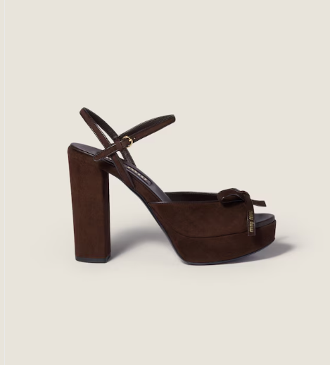 Miu Miu Suede Platform Heeled Sandal