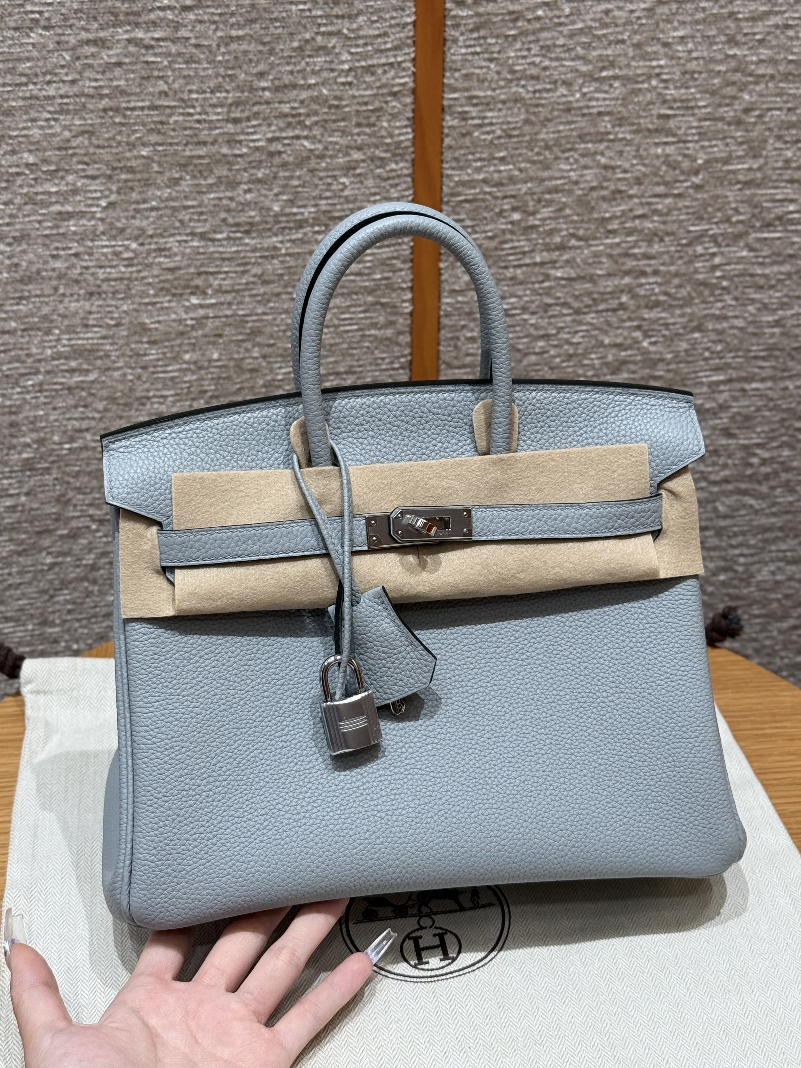 Hermes Gris pantin Togo Birkin 25 Bag